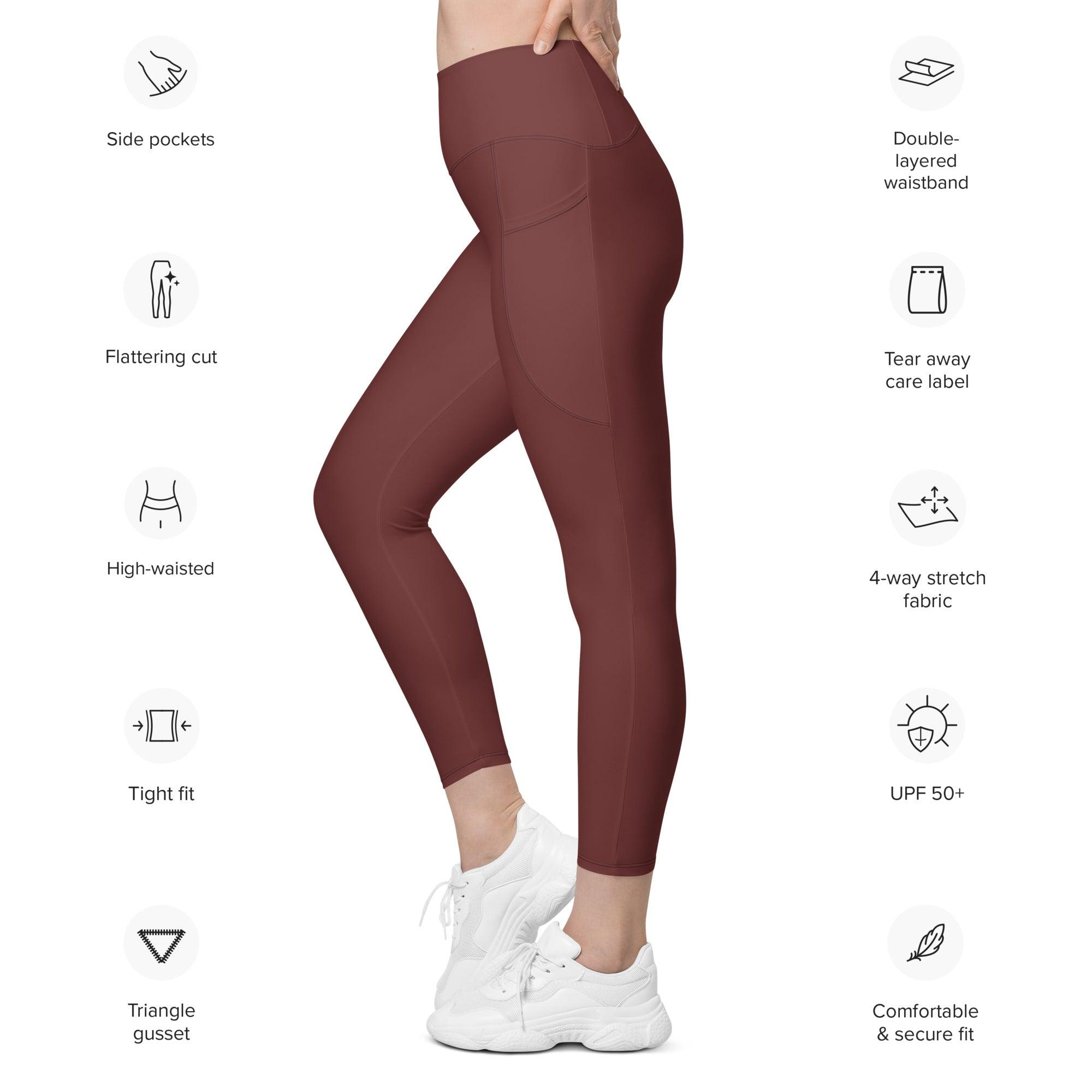 Auburn Red Leggings with pockets - Funfitti Apparel