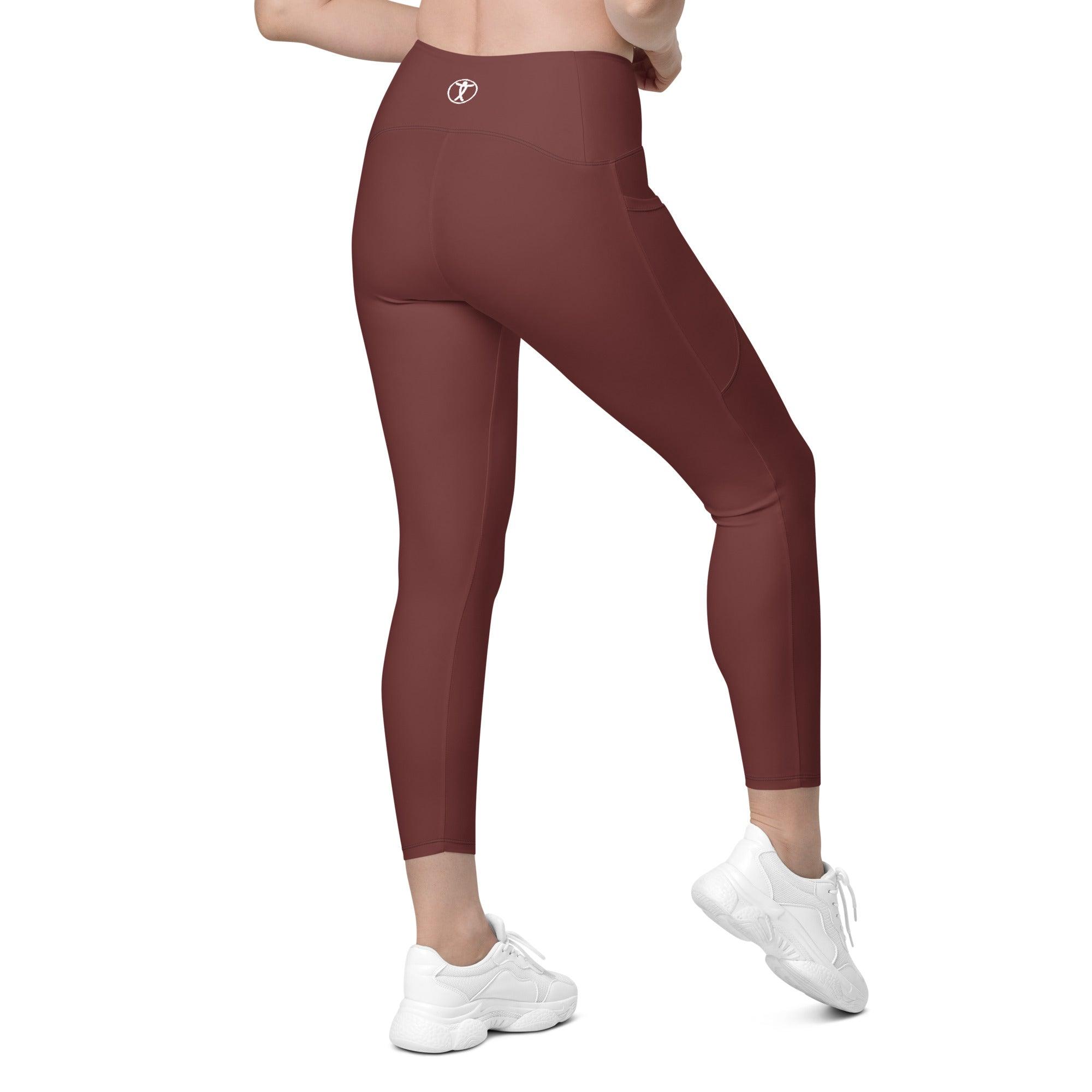 Auburn Red Leggings with pockets - Funfitti Apparel