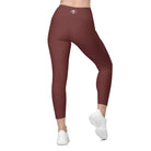 Auburn Red Leggings with pockets - Funfitti Apparel