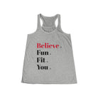 "Believe" Women's Flowy Racerback Tank - Funfitti Apparel