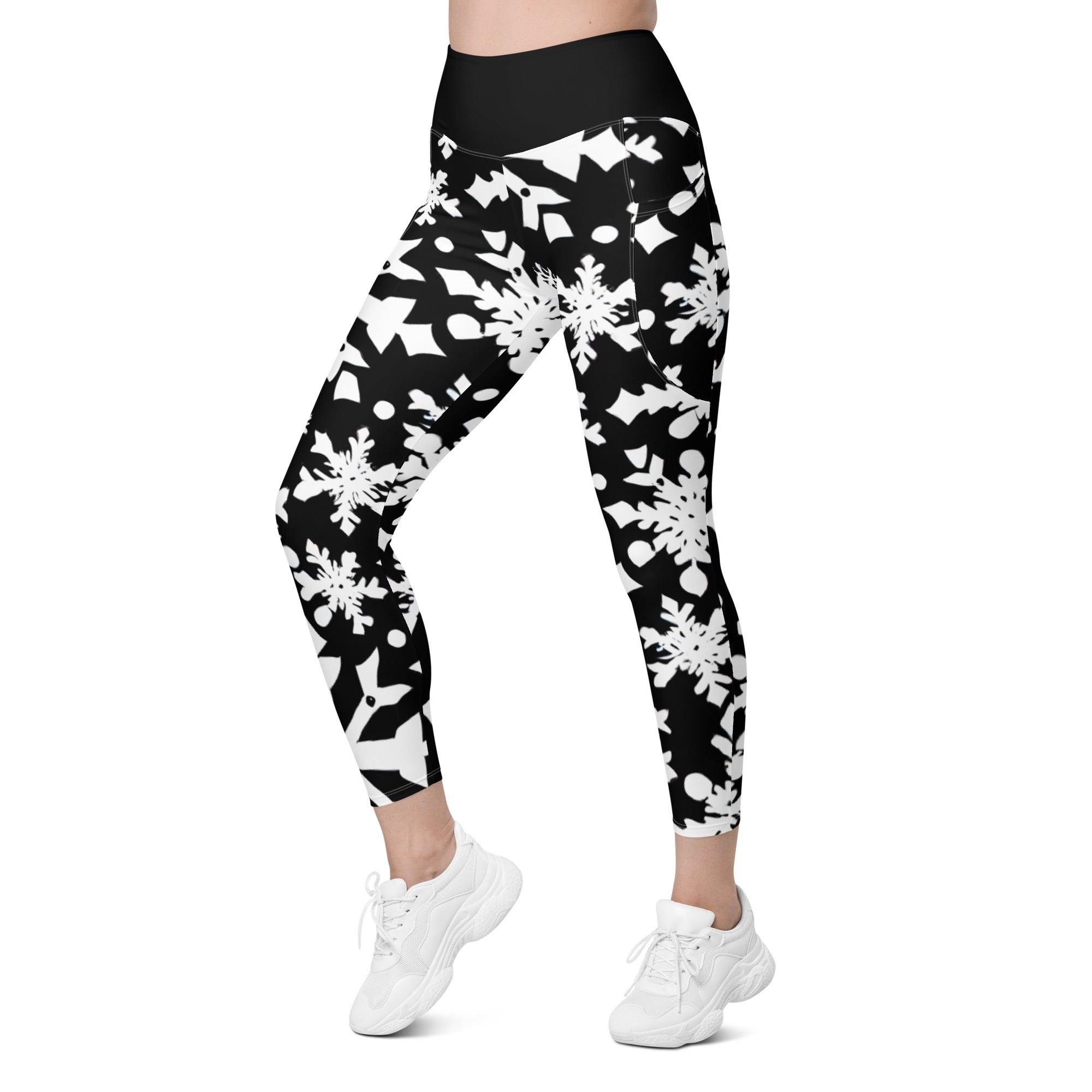 Black & White Christmas Leggings with pockets - Funfitti Apparel