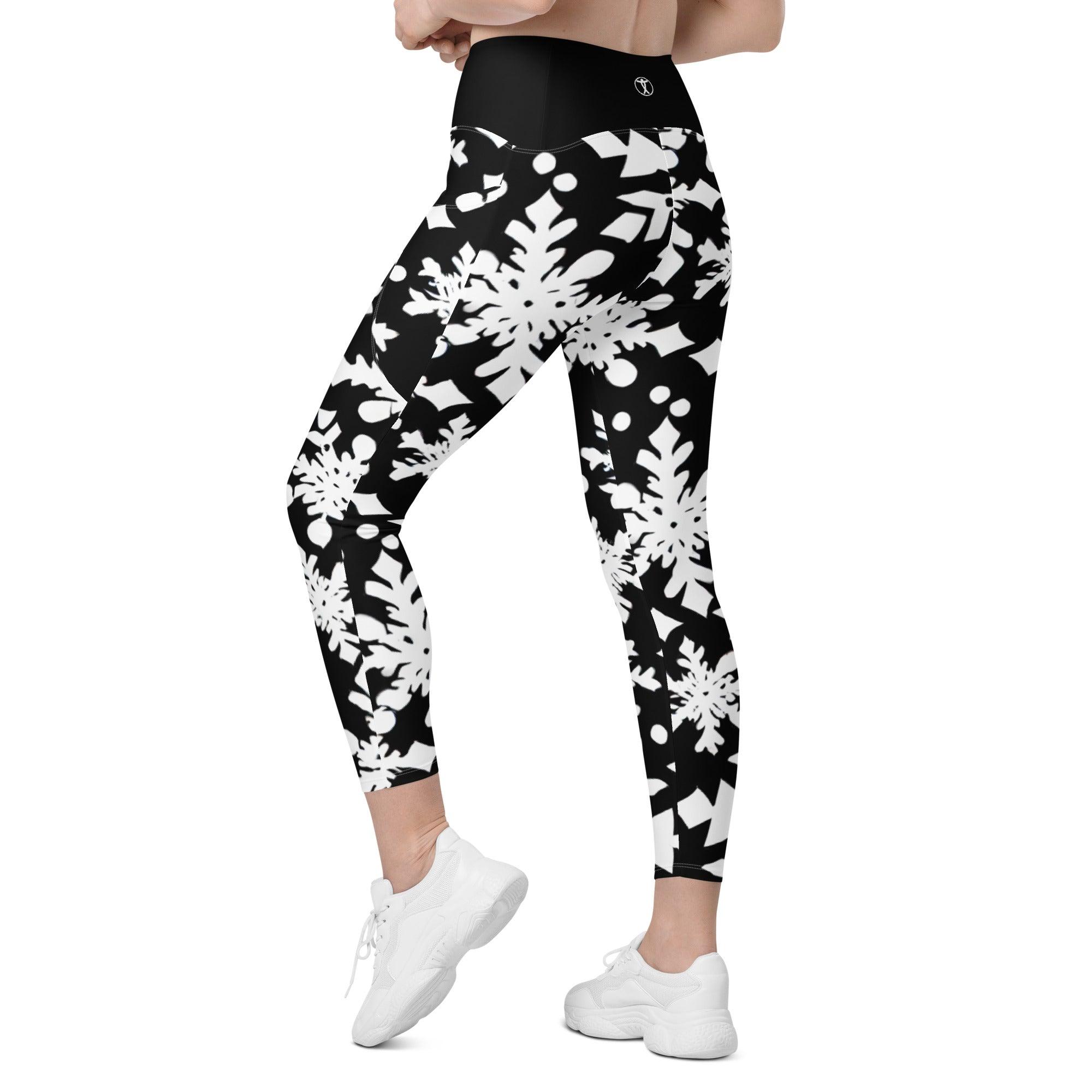 Black & White Christmas Leggings with pockets - Funfitti Apparel