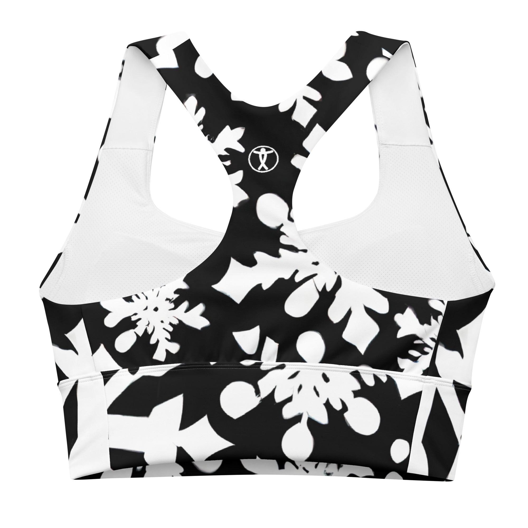 Black & White Christmas Longline sports bra - Funfitti Apparel