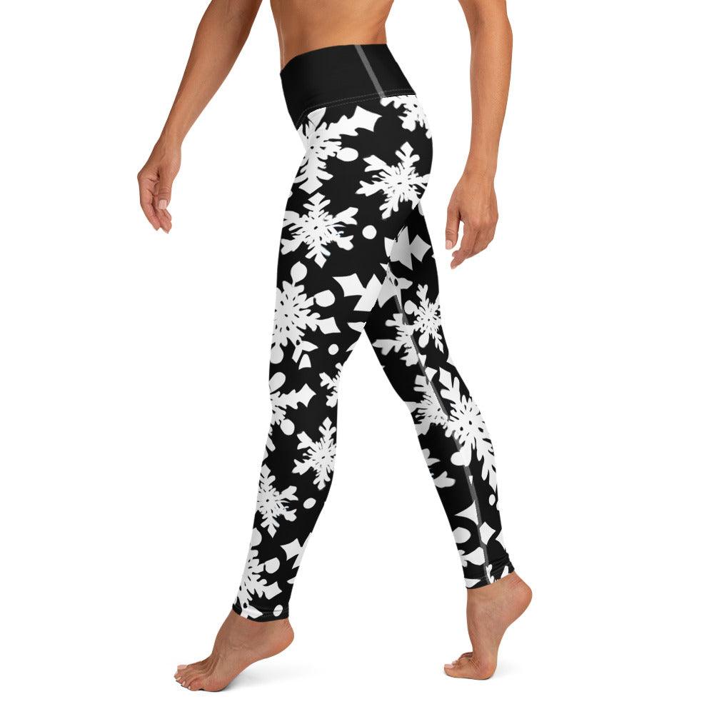 Black & White Christmas Yoga Leggings - Funfitti Apparel