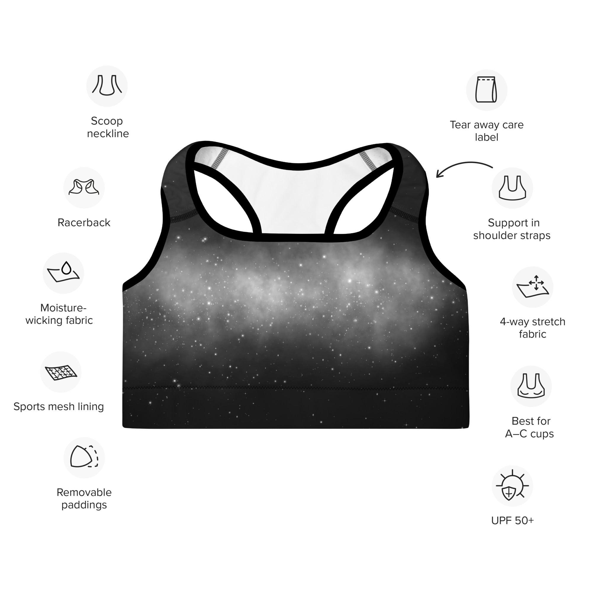 Black Sky Padded Sports Bra - Funfitti Apparel