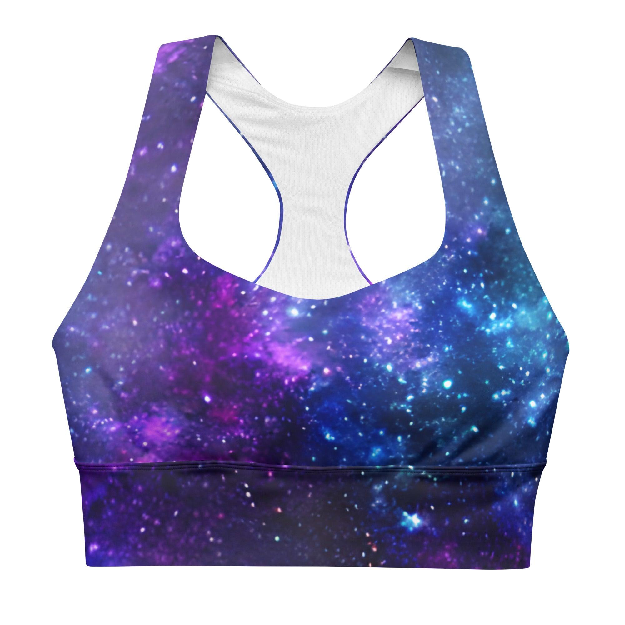 Blue & Purple Galaxy Longline sports bra - Funfitti Apparel