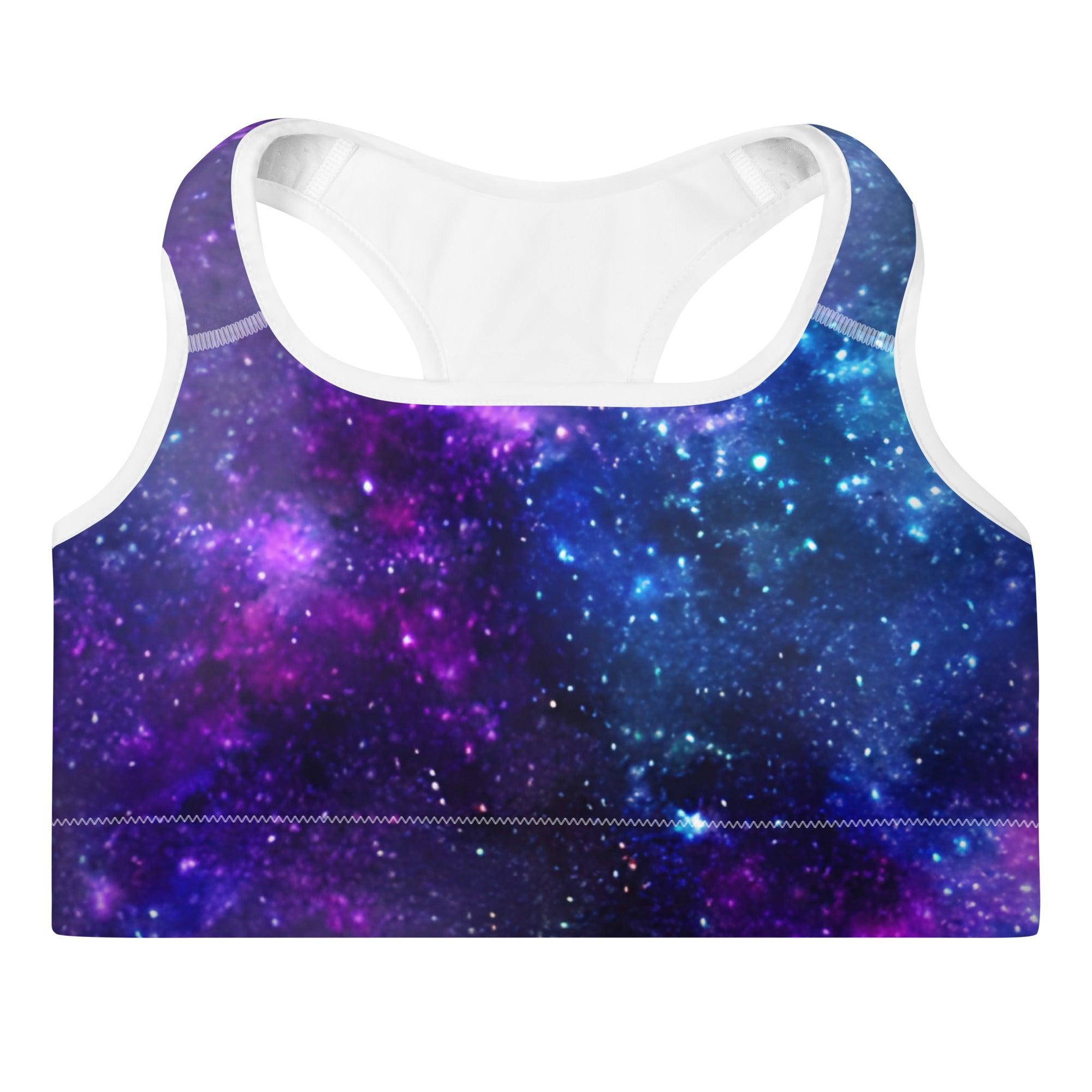 Blue & Purple Galaxy Padded Sports Bra - Funfitti Apparel