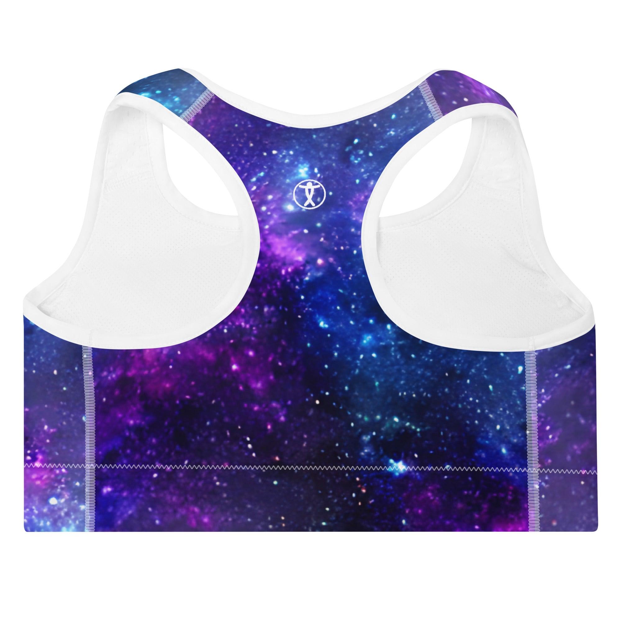 Blue & Purple Galaxy Padded Sports Bra - Funfitti Apparel