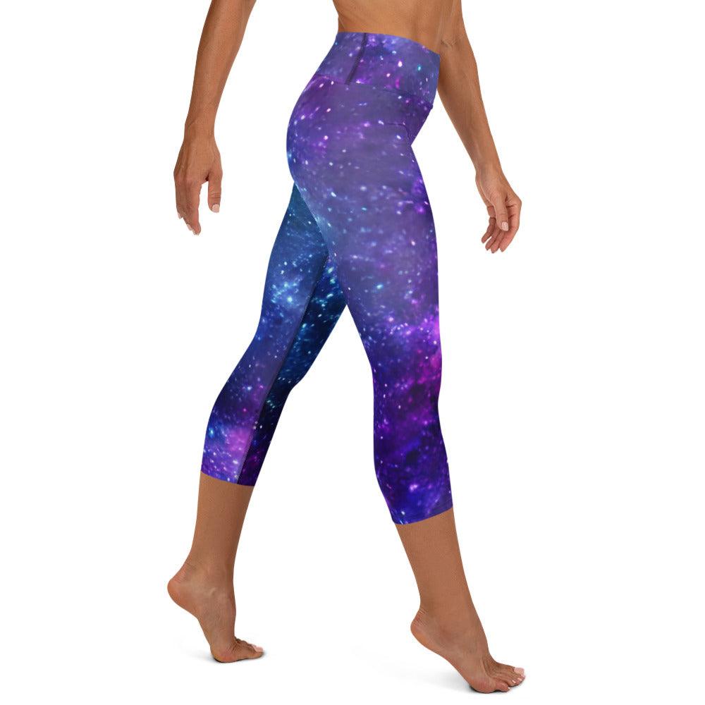 Blue & Purple Galaxy Yoga Capri Leggings - Funfitti Apparel