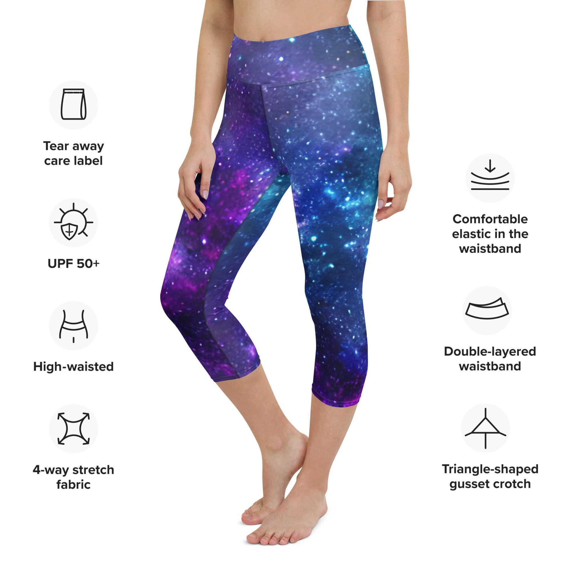 Blue & Purple Galaxy Yoga Capri Leggings - Funfitti Apparel