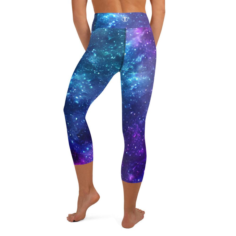 Blue & Purple Galaxy Yoga Capri Leggings - Funfitti Apparel