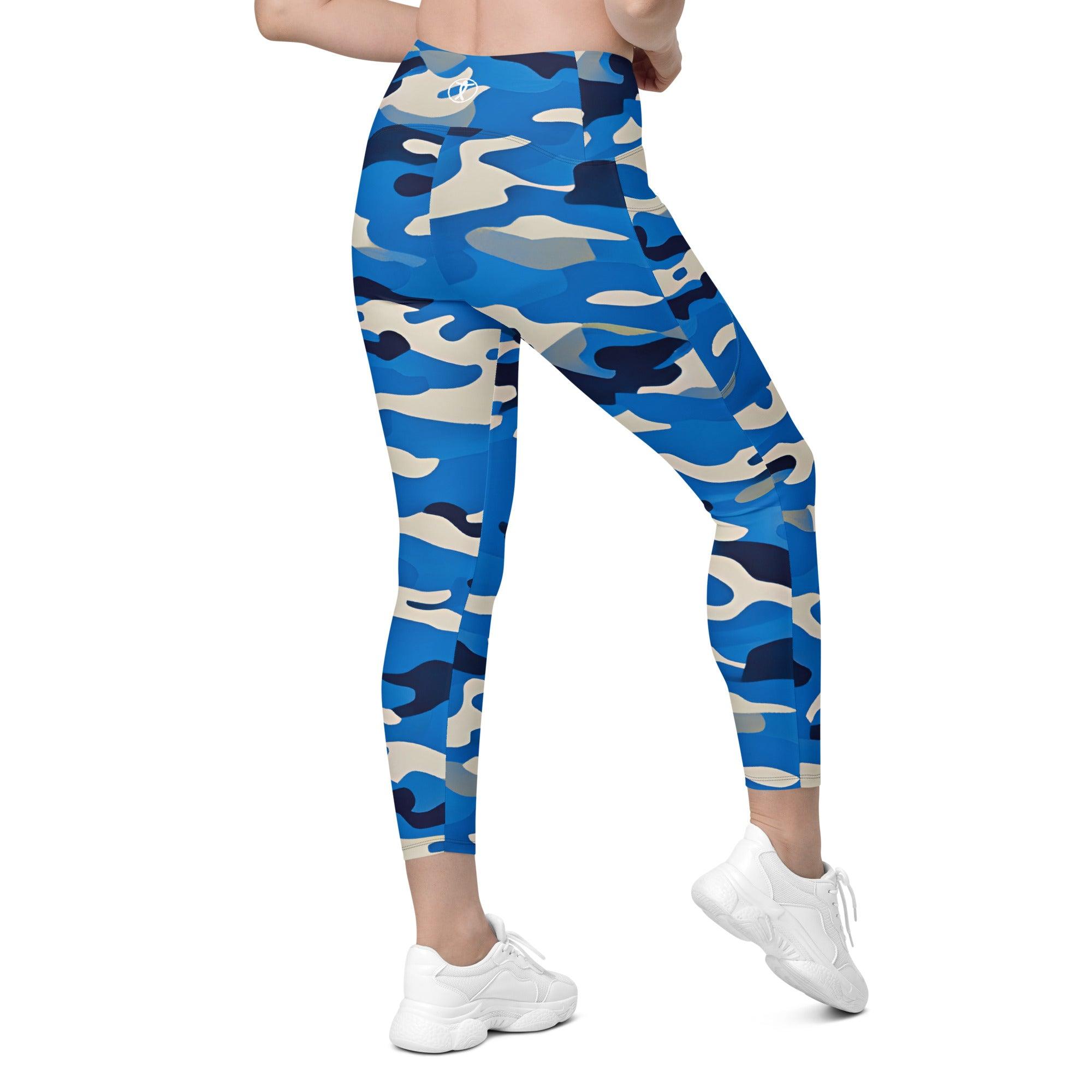 Blue Camo Leggings with pockets - Funfitti Apparel