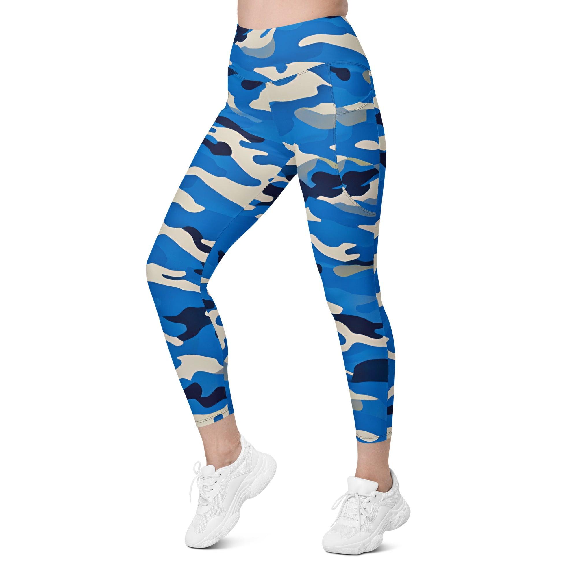 Blue Camo Leggings with pockets - Funfitti Apparel