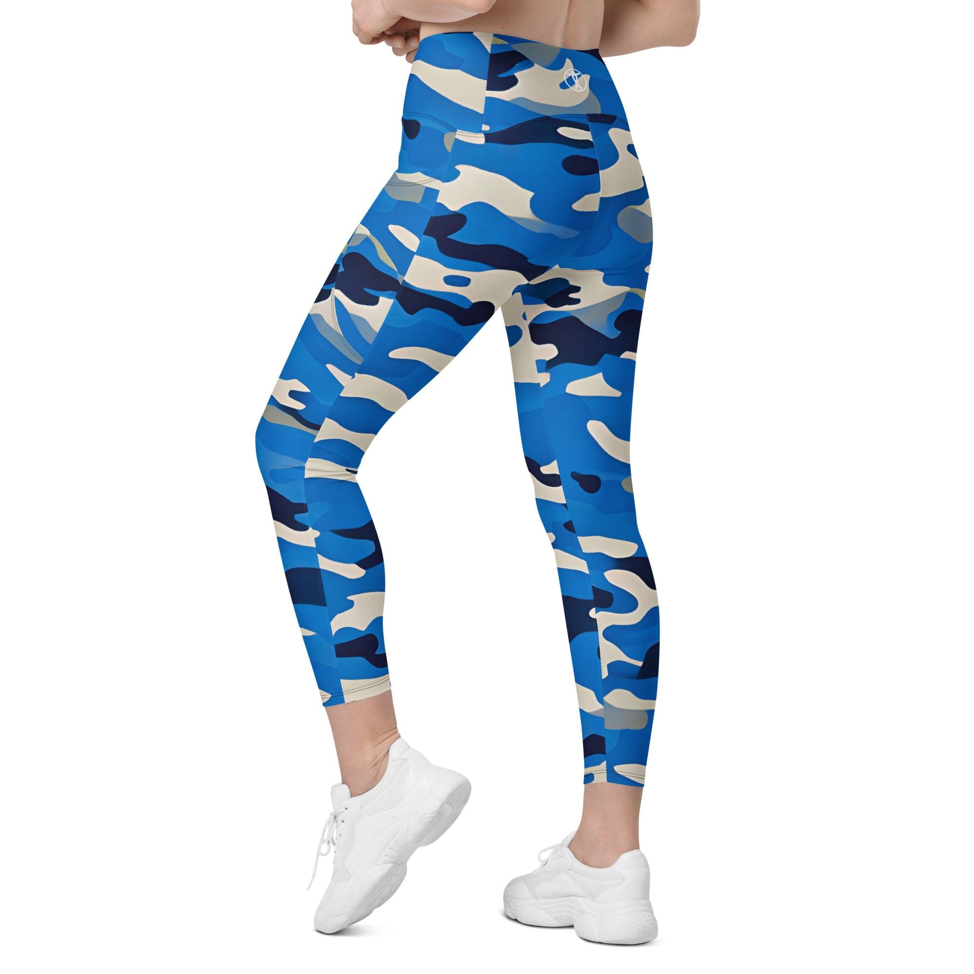 Blue Camo Leggings with pockets - Funfitti Apparel