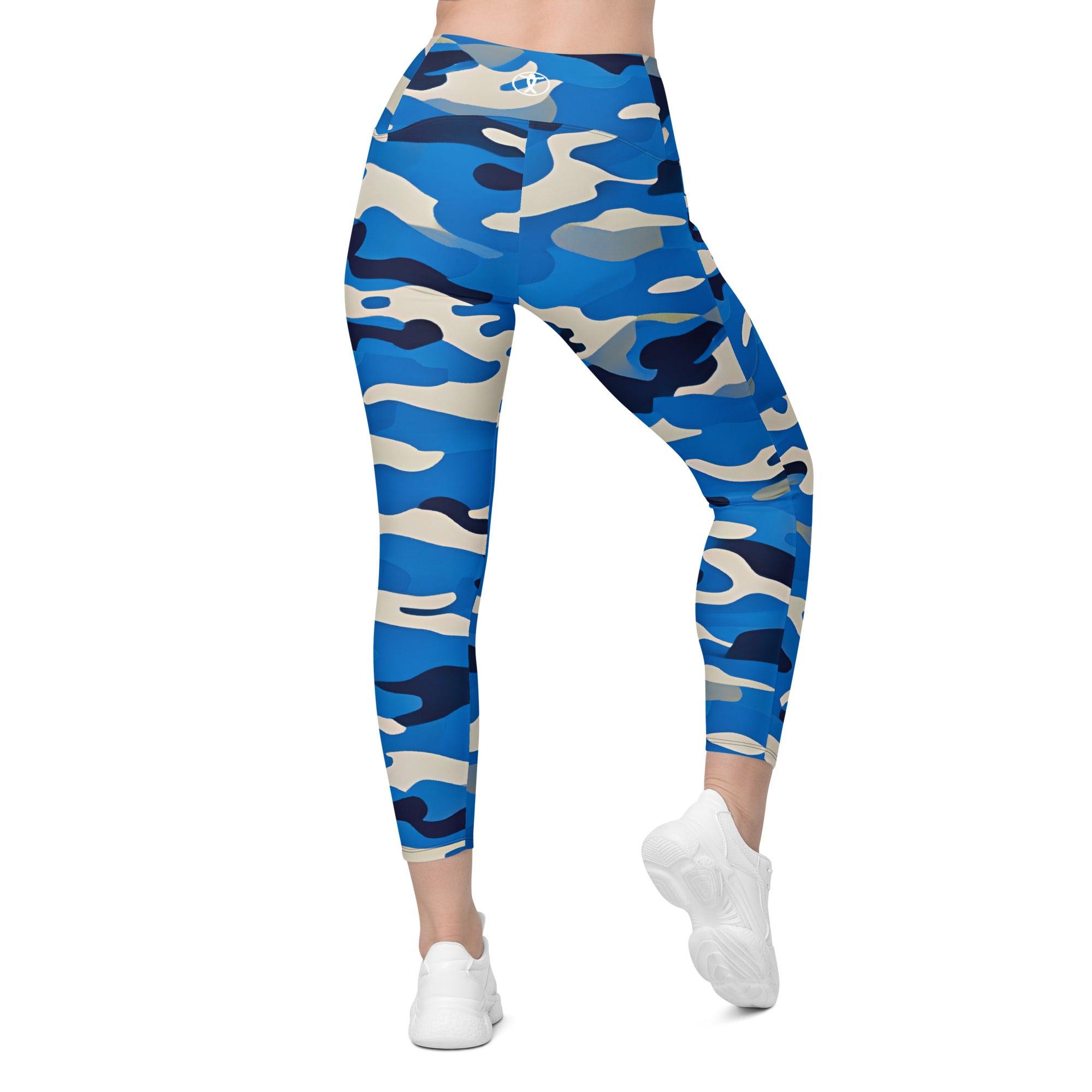 Blue Camo Leggings with pockets - Funfitti Apparel