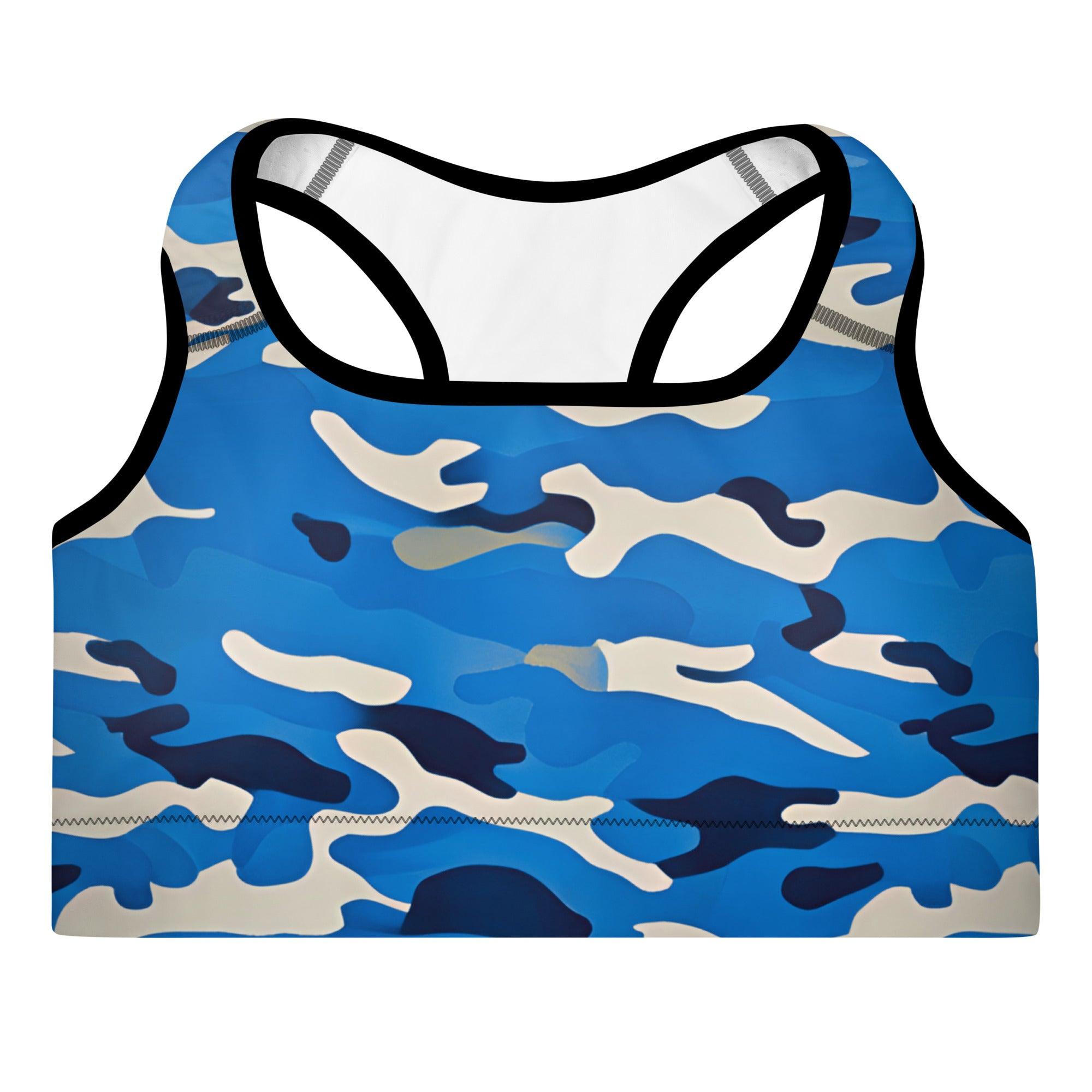 Blue Camo Padded Sports Bra - Funfitti Apparel