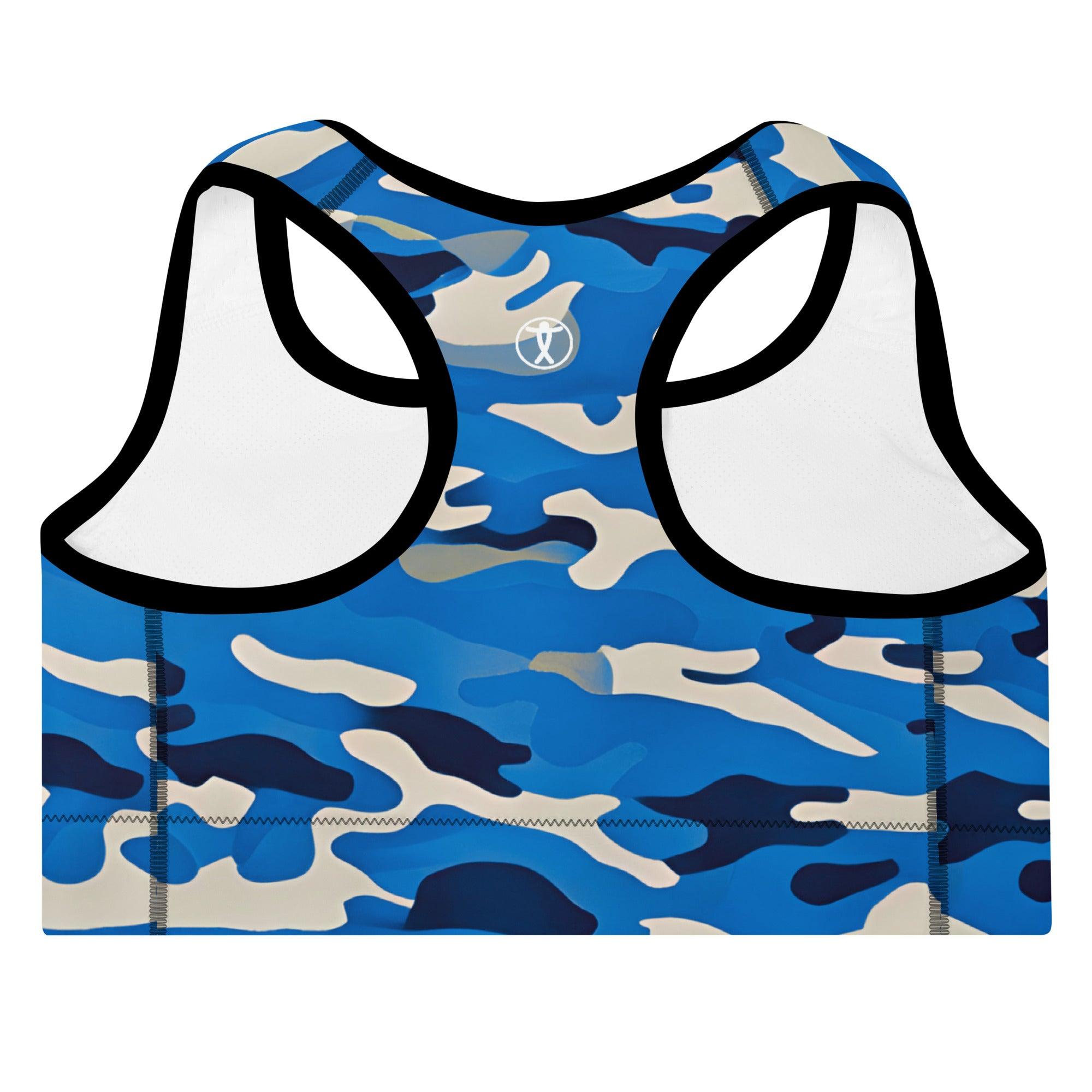 Blue Camo Padded Sports Bra - Funfitti Apparel