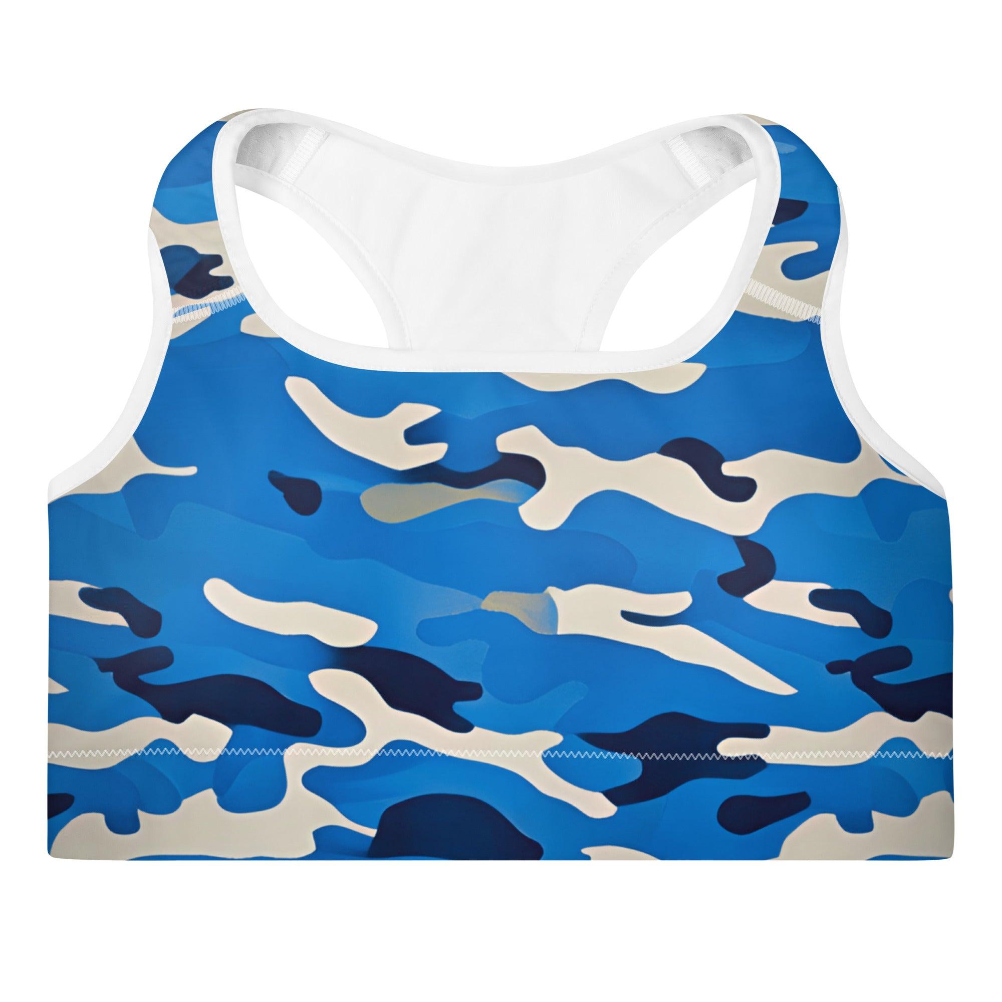 Blue Camo Padded Sports Bra - Funfitti Apparel