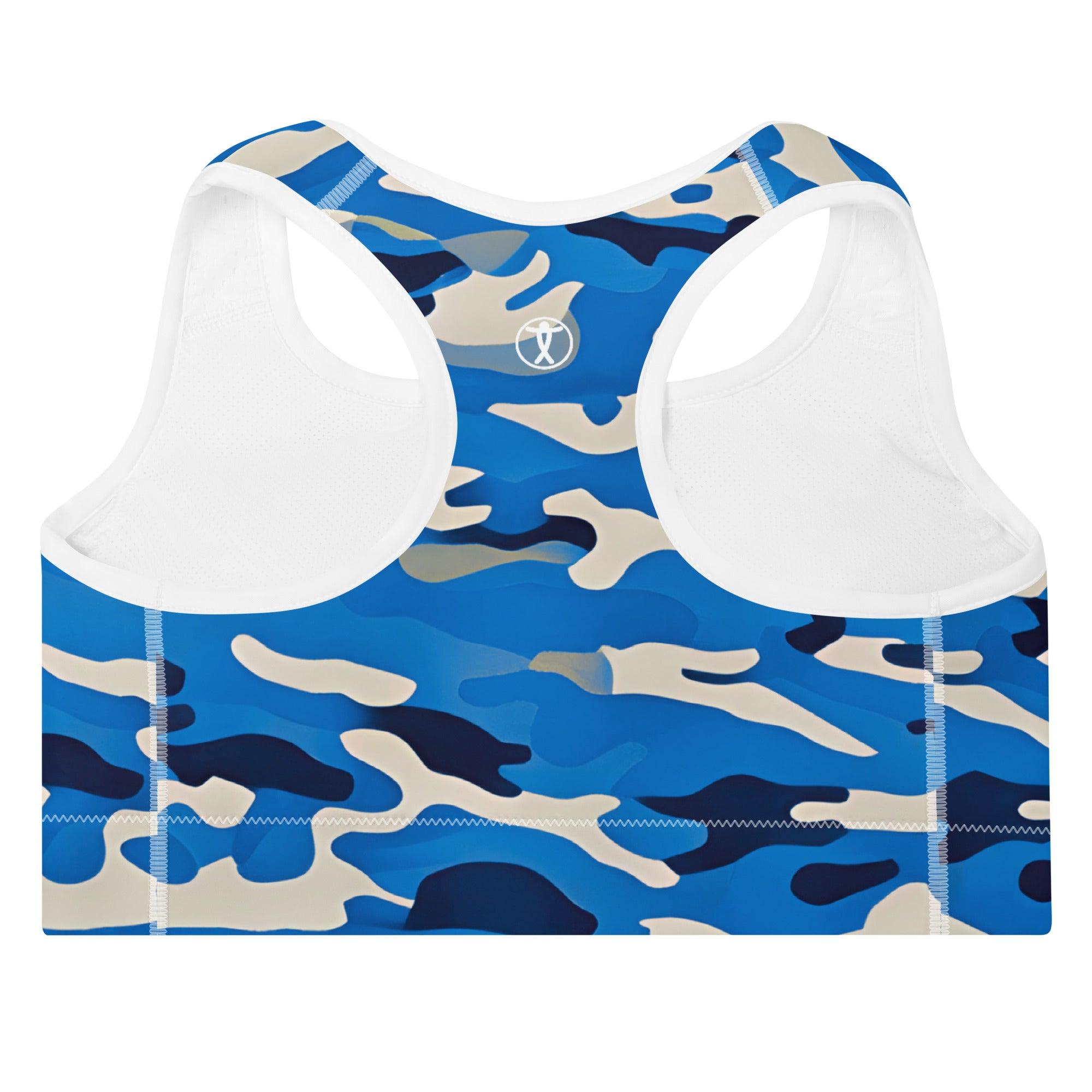 Blue Camo Padded Sports Bra - Funfitti Apparel