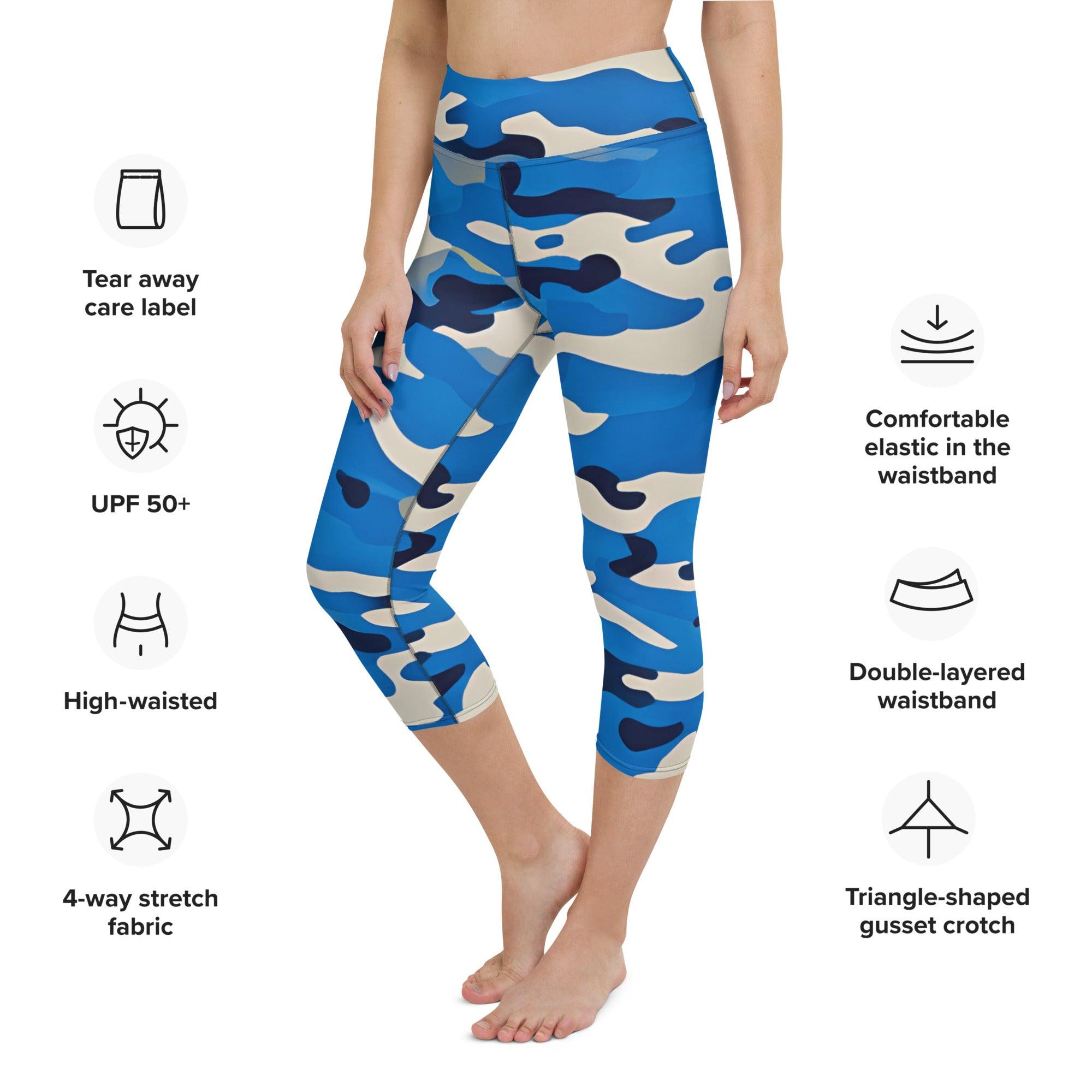 Blue Camo Yoga Capri Leggings - Funfitti Apparel