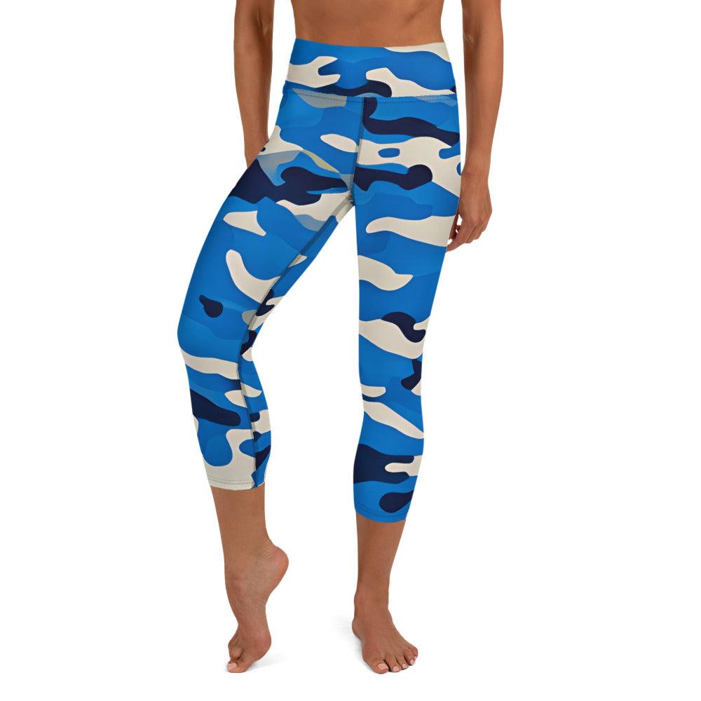 Blue Camo Yoga Capri Leggings - Funfitti Apparel