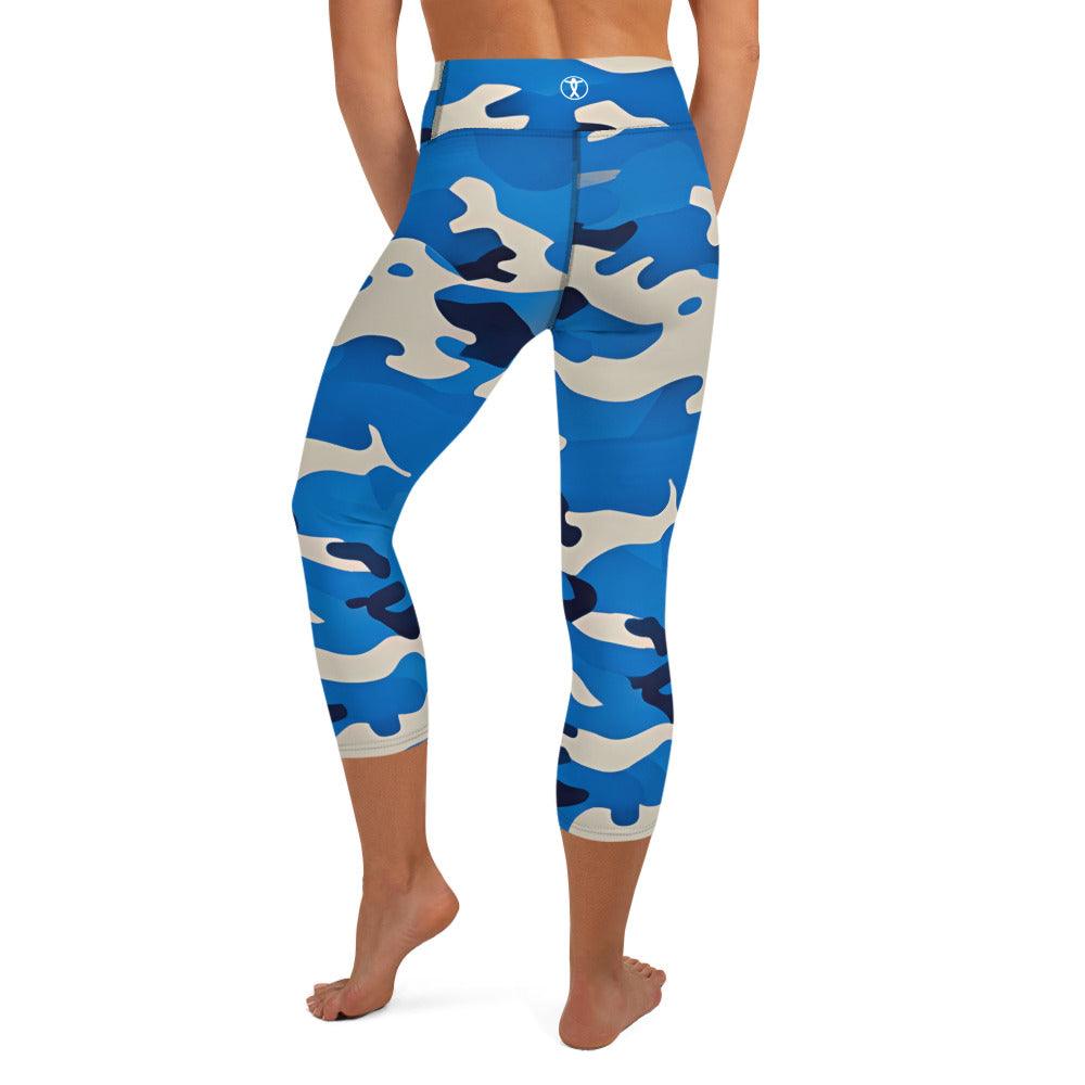 Blue Camo Yoga Capri Leggings - Funfitti Apparel