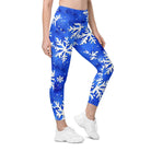 Blue Snowflakes Leggings with pockets - Funfitti Apparel