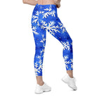 Blue Snowflakes Leggings with pockets - Funfitti Apparel