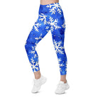 Blue Snowflakes Leggings with pockets - Funfitti Apparel