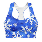 Blue Snowflakes Longline sports bra - Funfitti Apparel