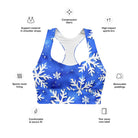 Blue Snowflakes Longline sports bra - Funfitti Apparel