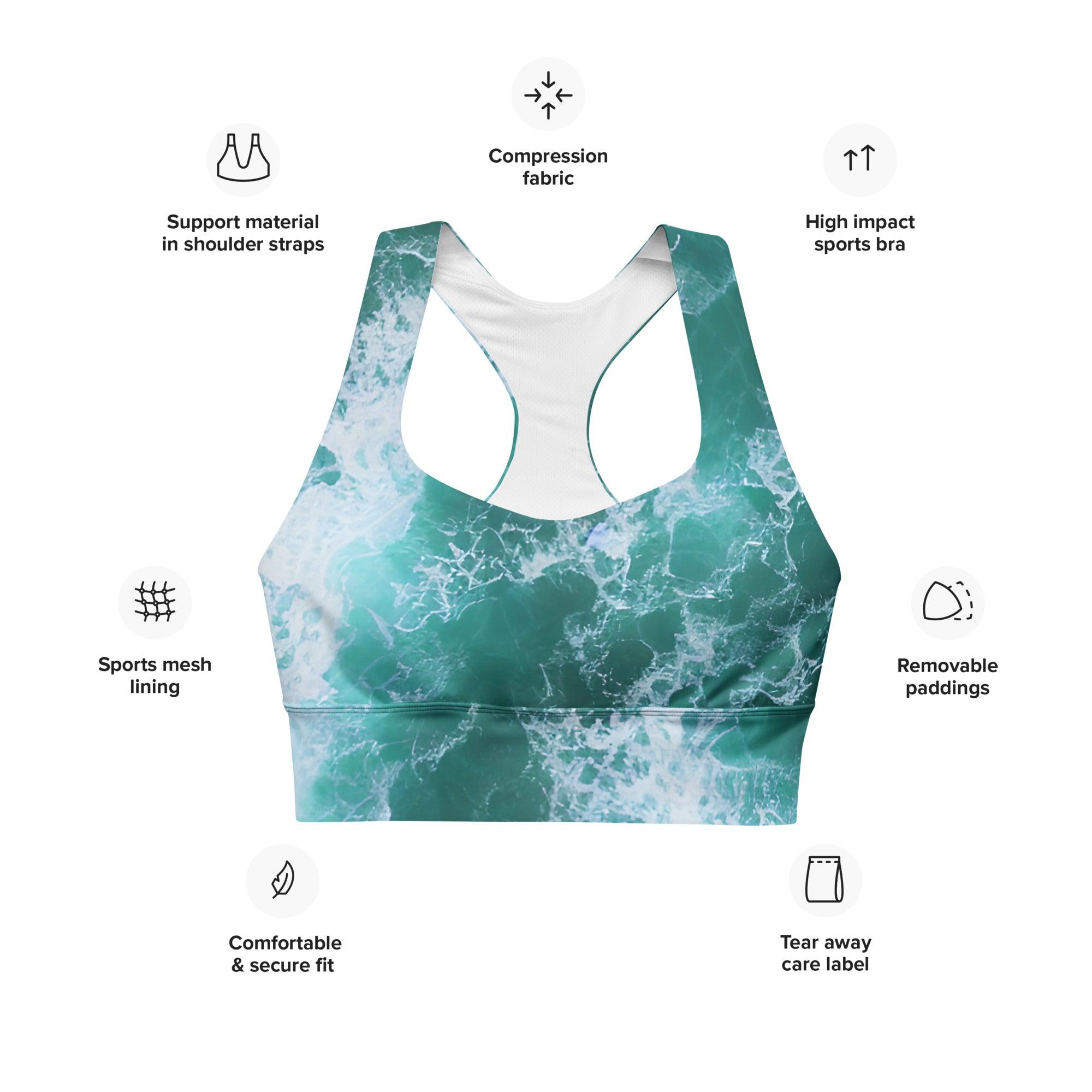 Calming Waters Longline sports bra - Funfitti Apparel