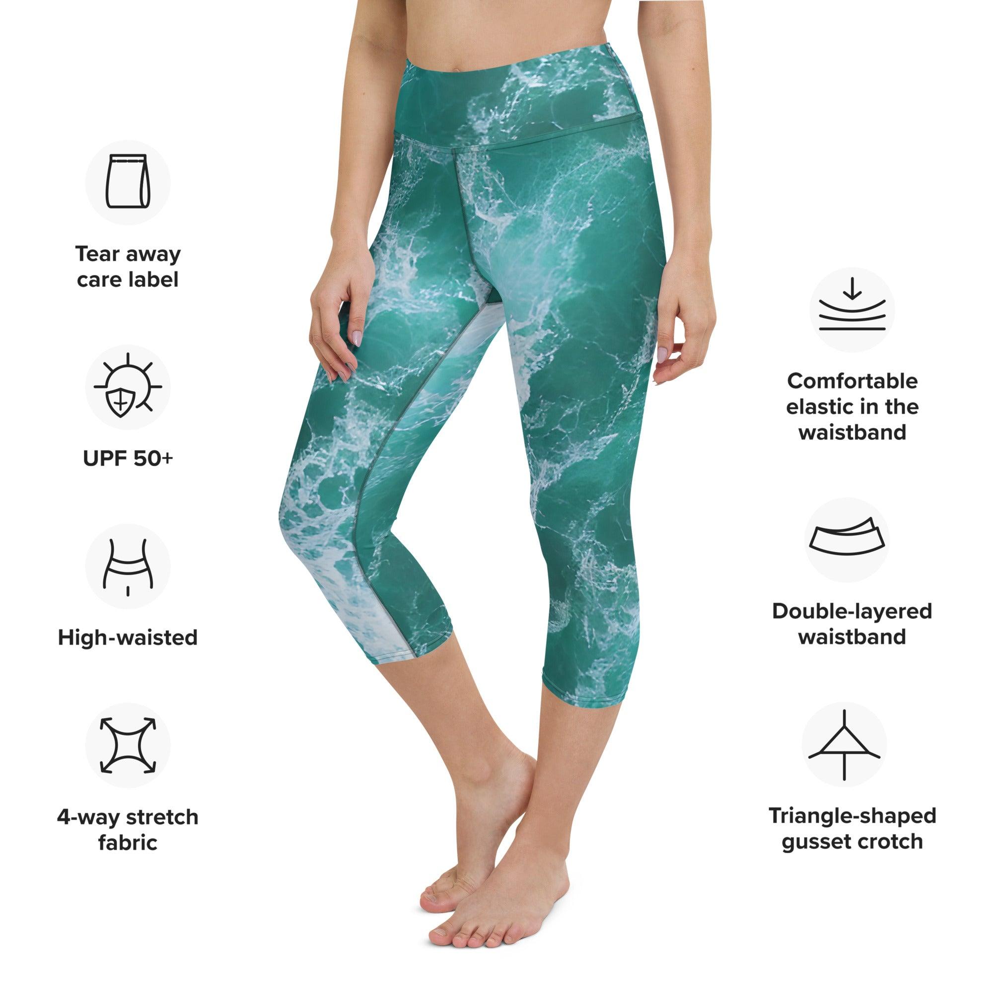 Calming Waters Yoga Capri Leggings - Funfitti Apparel