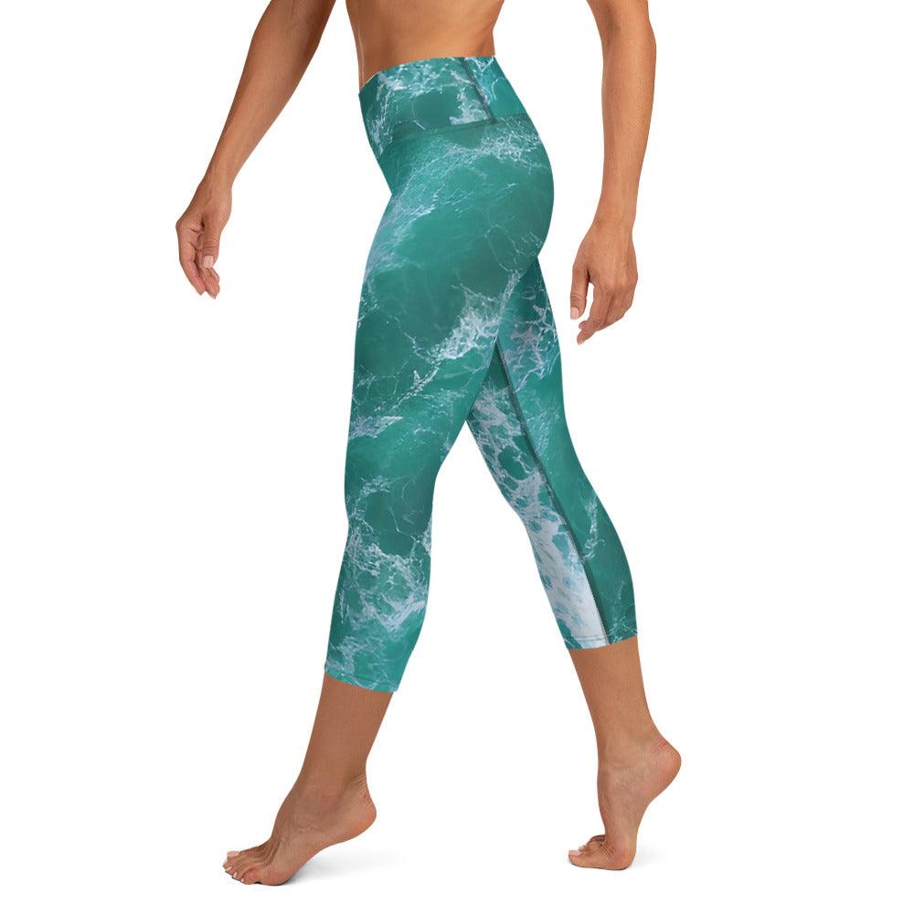 Calming Waters Yoga Capri Leggings - Funfitti Apparel