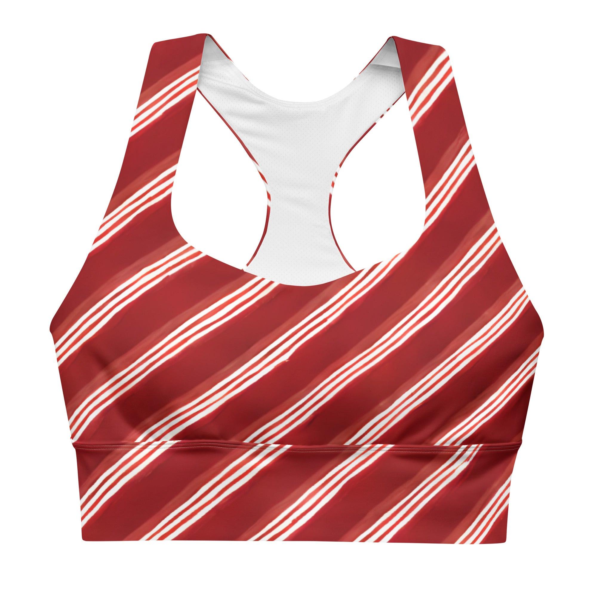 Candy Cane Longline sports bra - Funfitti Apparel