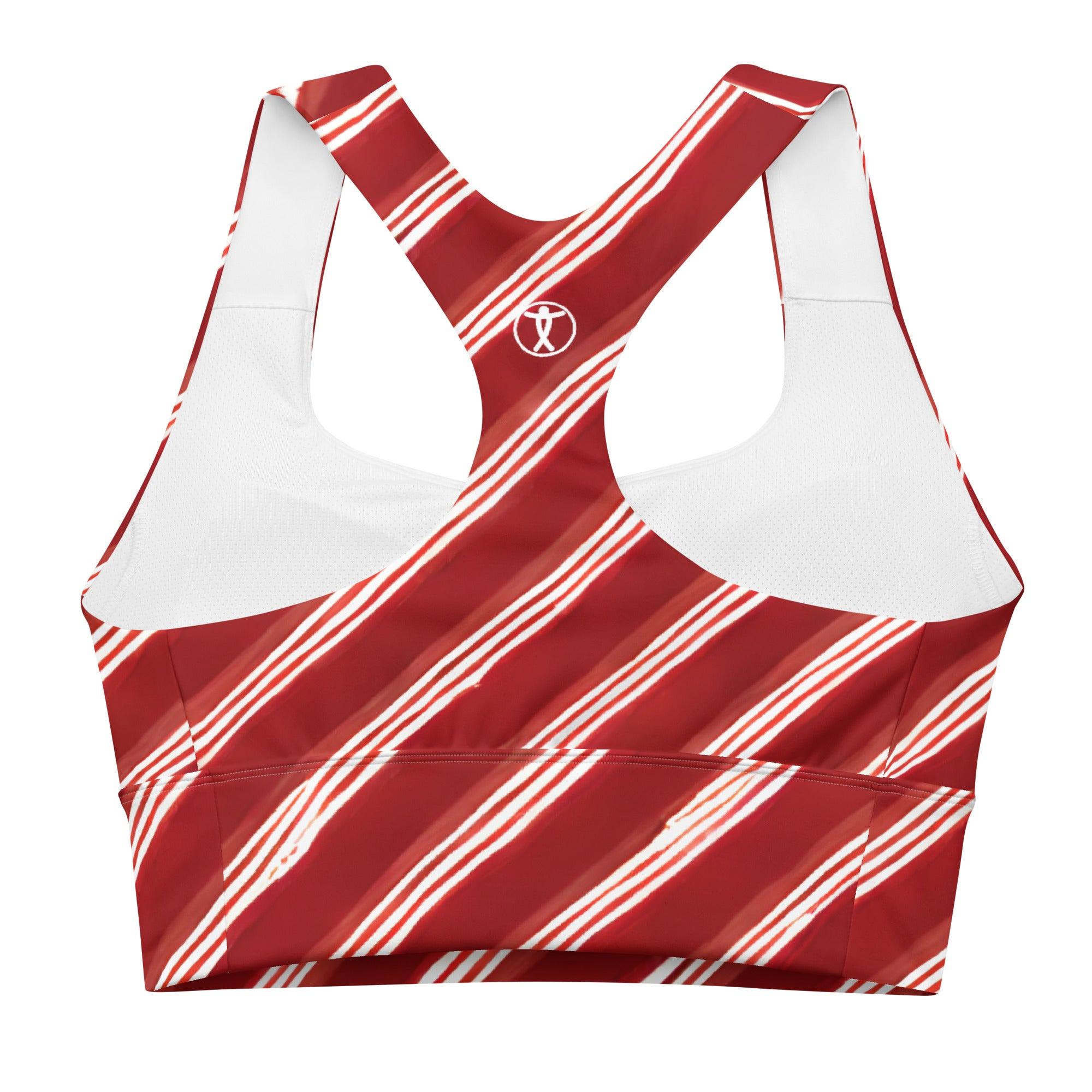 Candy Cane Longline sports bra - Funfitti Apparel