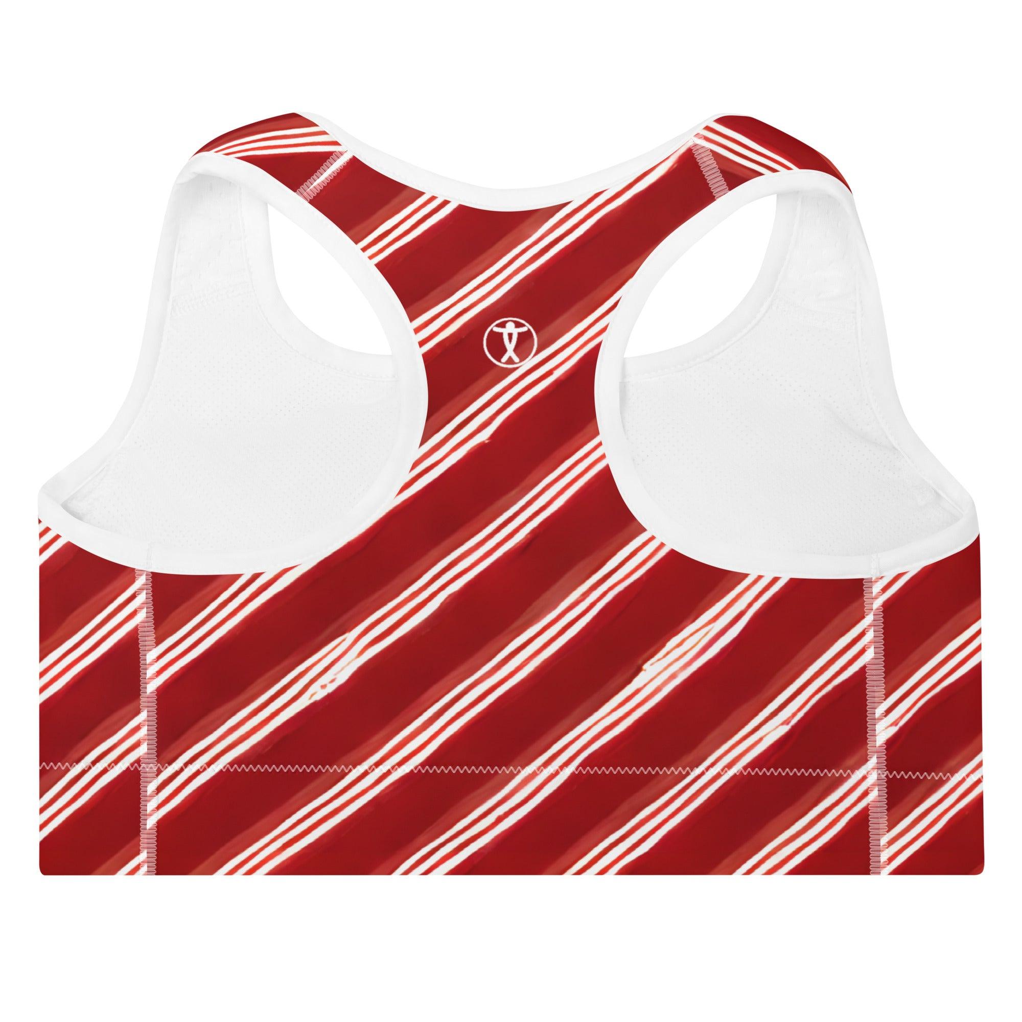 Candy Cane Padded Sports Bra - Funfitti Apparel