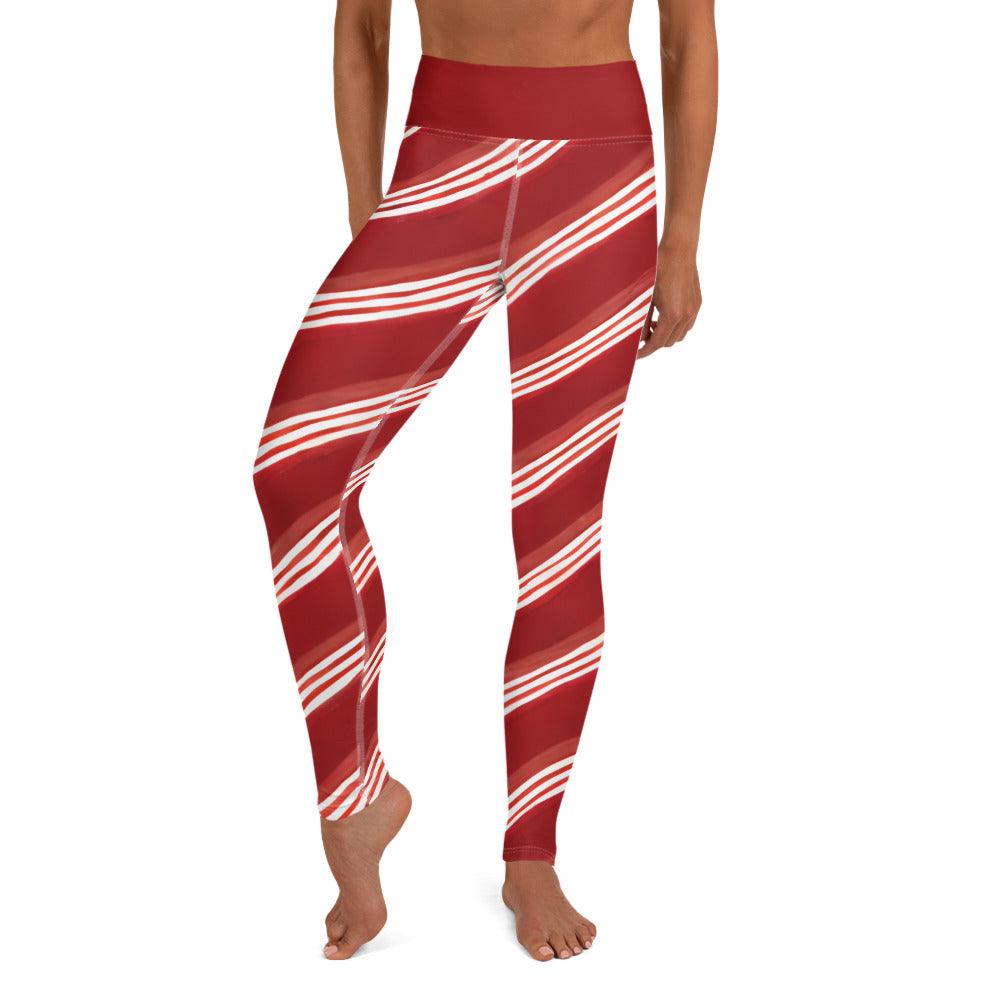 Candy Cane Yoga Leggings - Funfitti Apparel