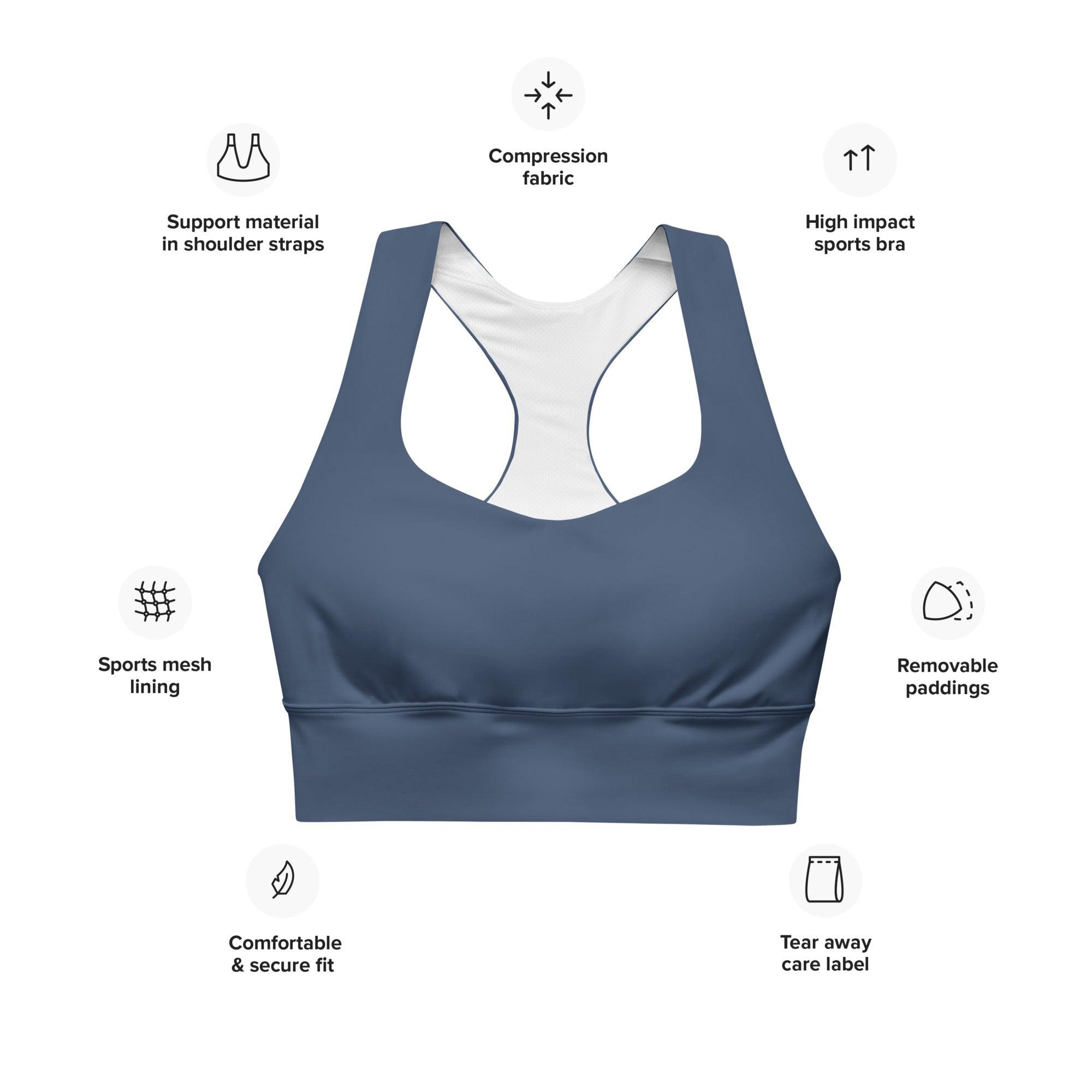 Cello Blue Longline sports bra - Funfitti Apparel