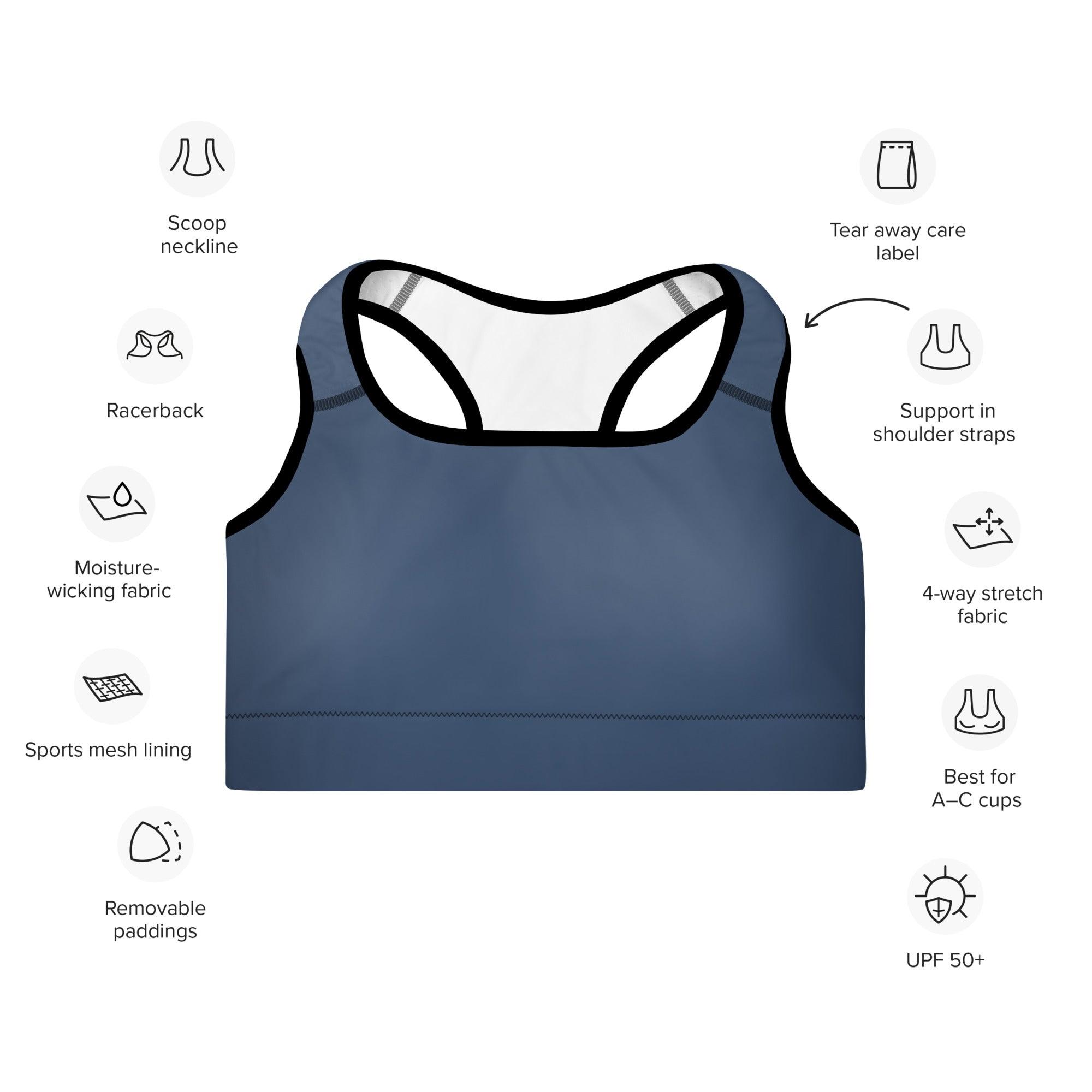 Cello Blue Padded Sports Bra - Funfitti Apparel