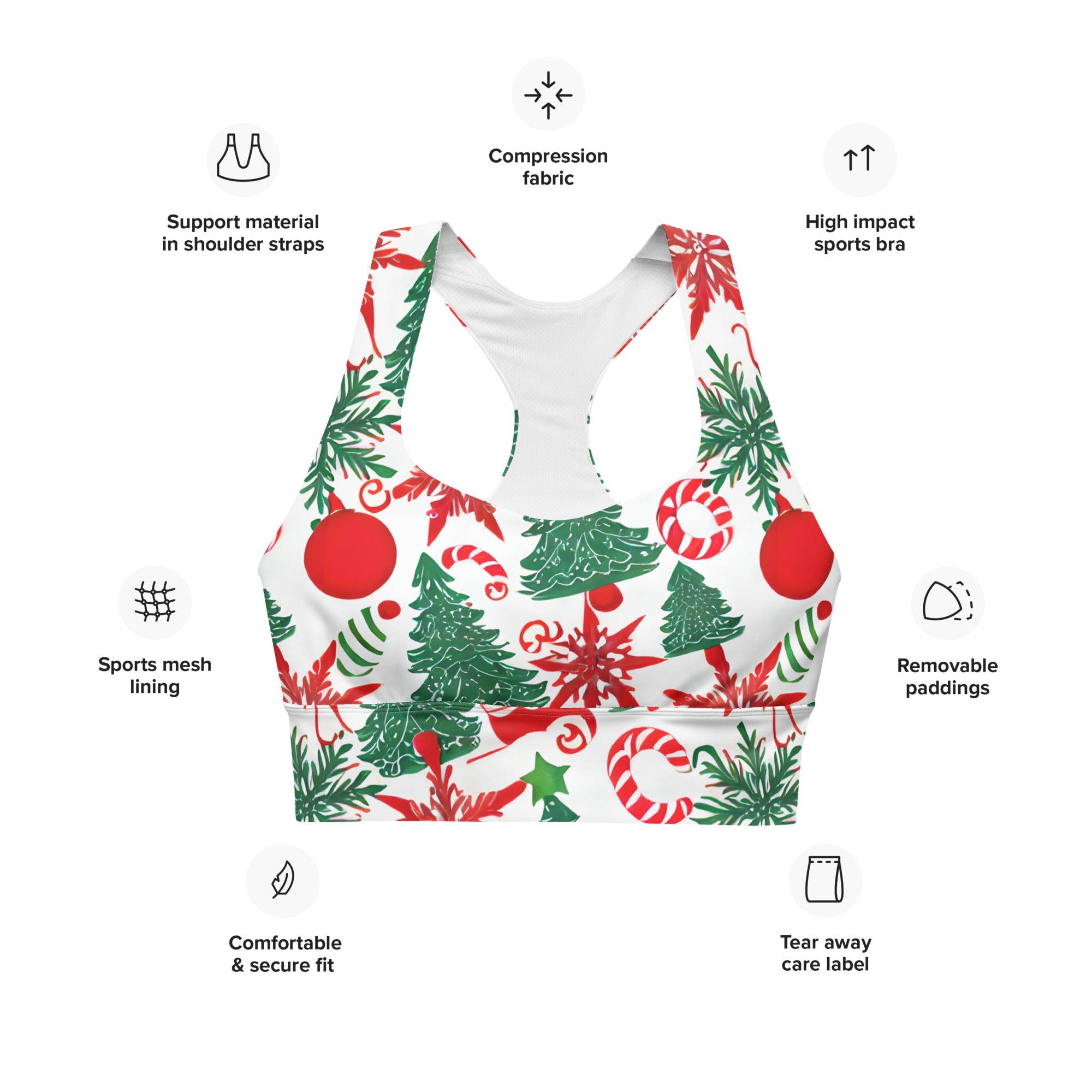 Christmas Tree Longline sports bra - Funfitti Apparel