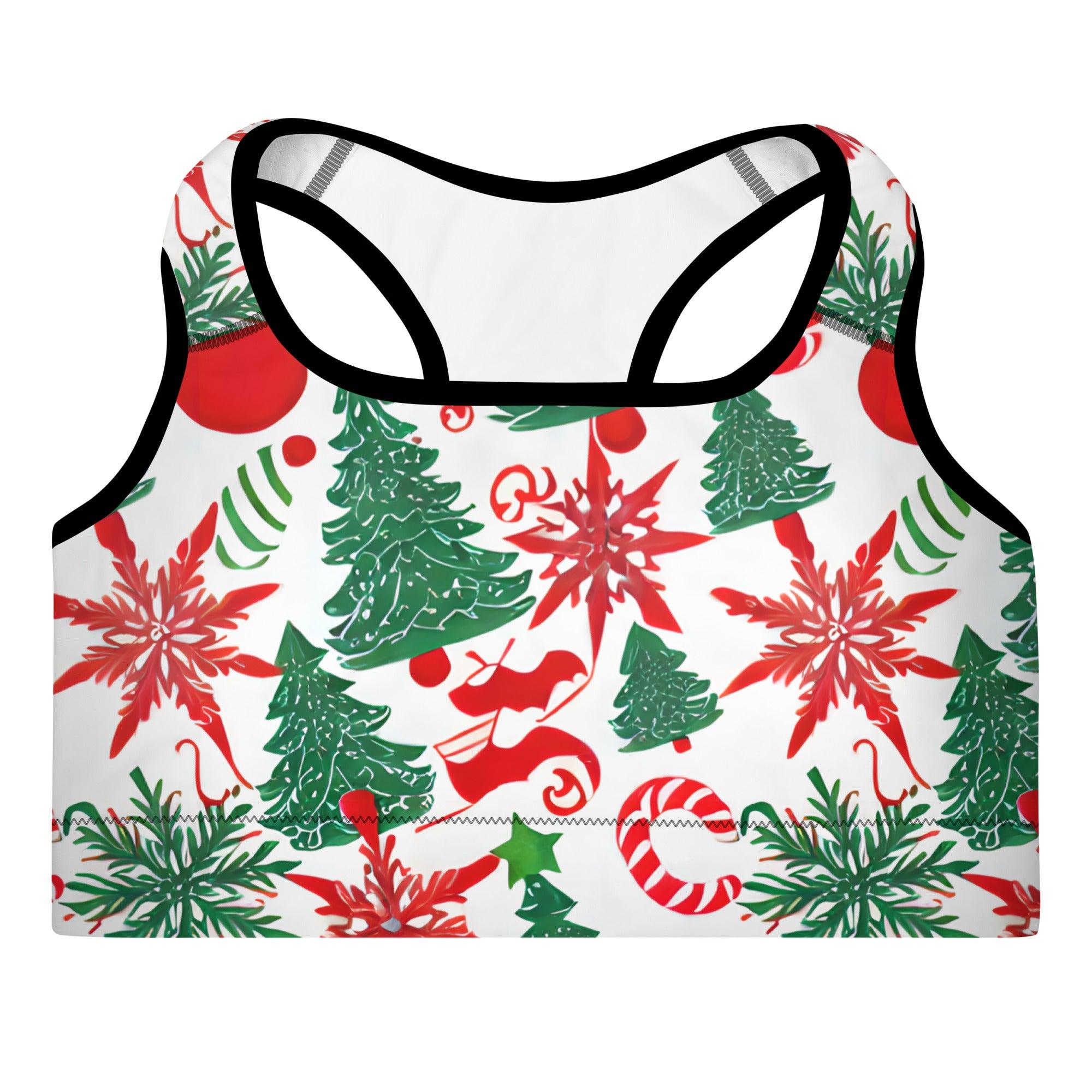 Christmas Tree Padded Sports Bra - Funfitti Apparel