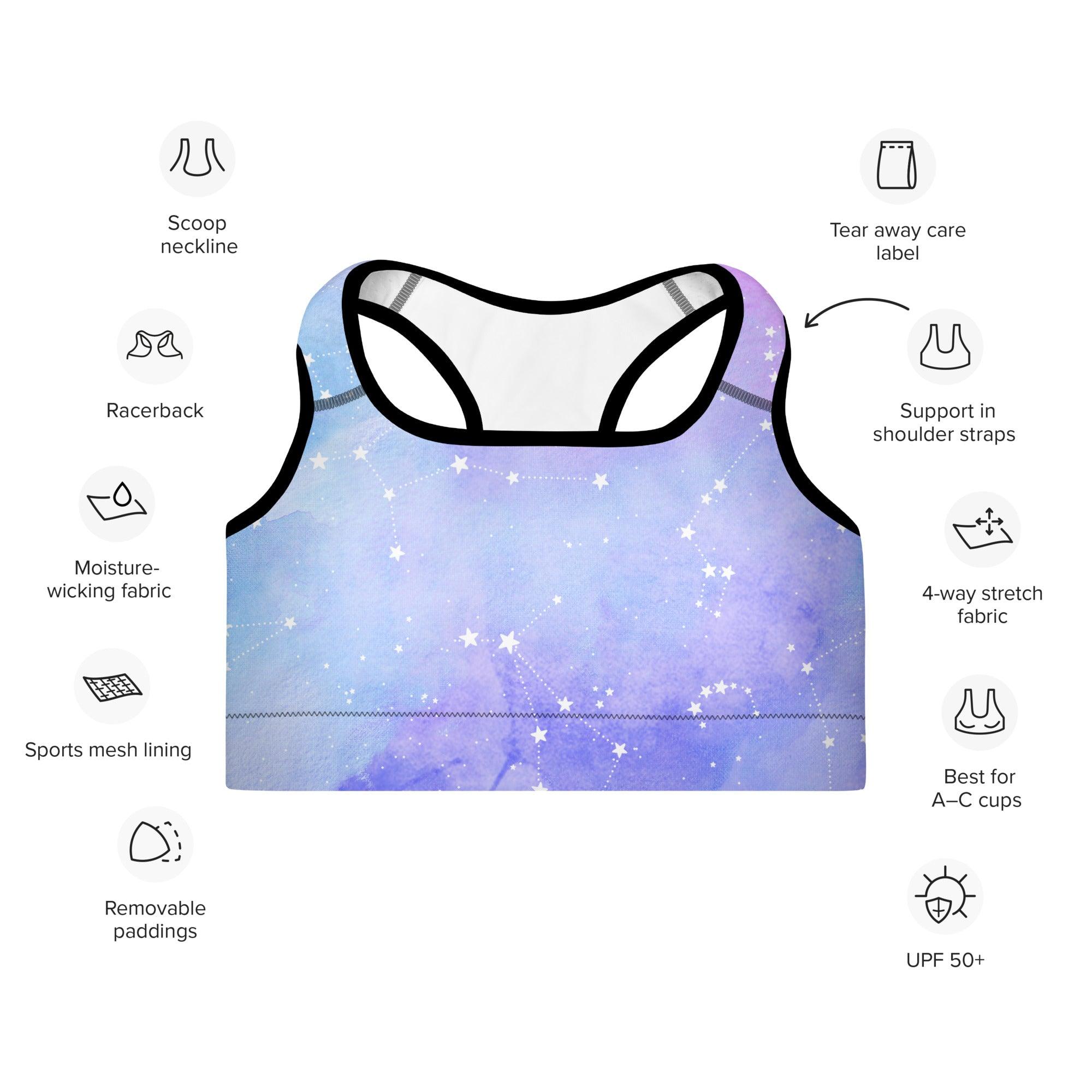 Constellations Padded Sports Bra - Funfitti Apparel