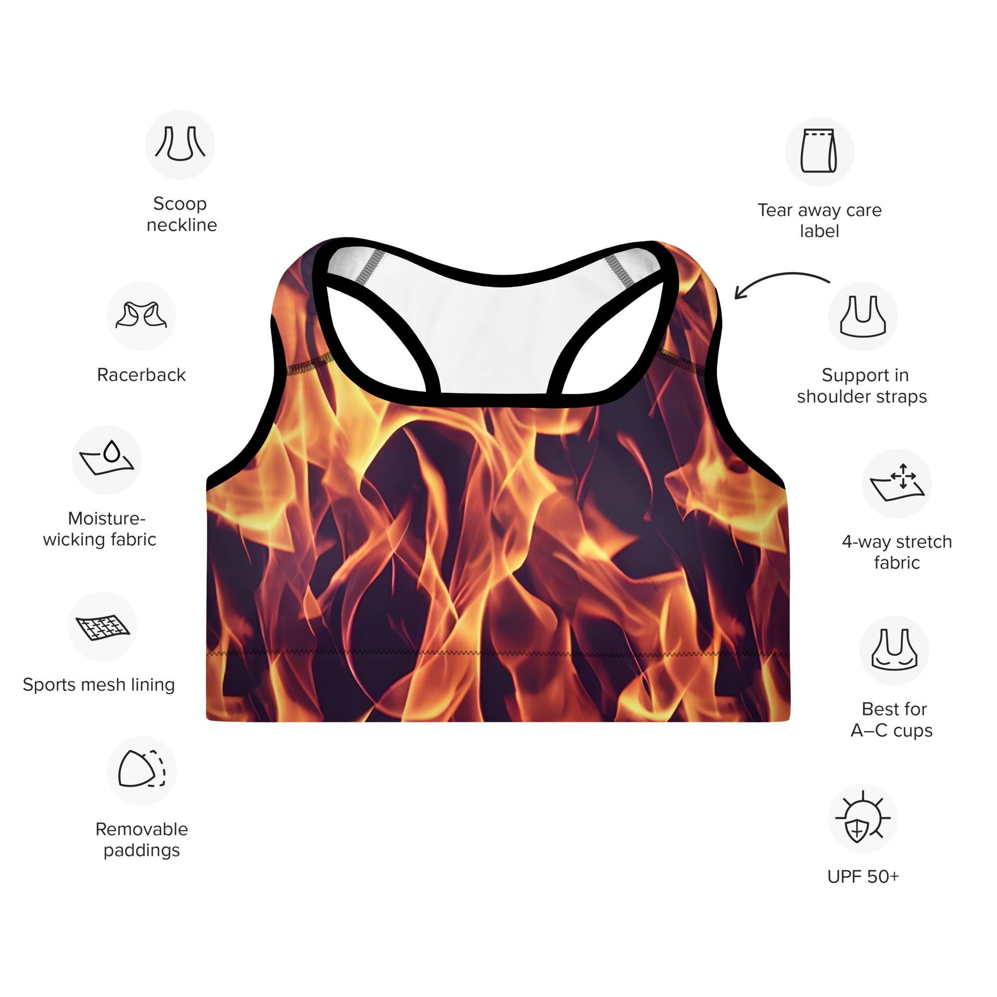 Dancing Flames Padded Sports Bra - Funfitti Apparel