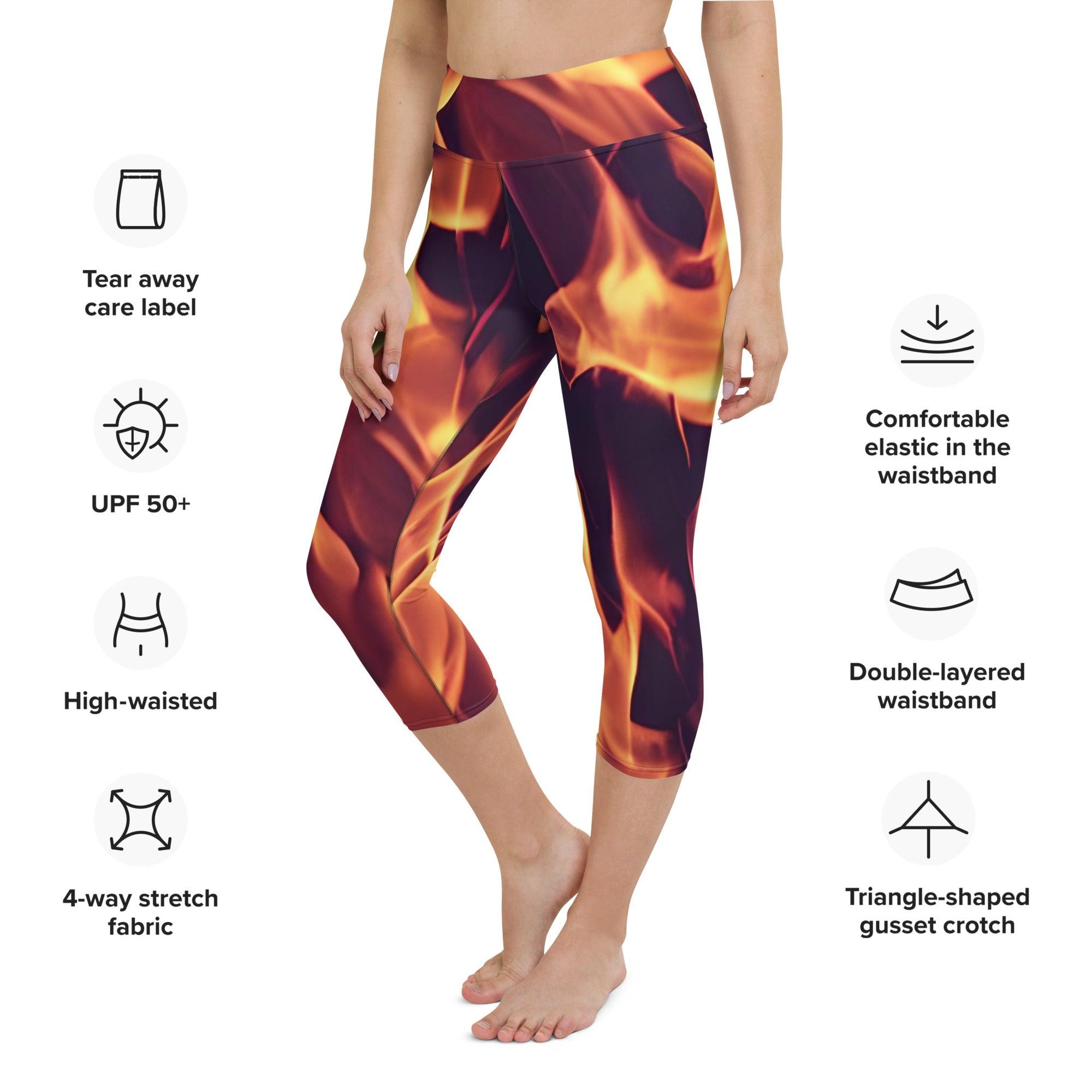 Dancing Flames Yoga Capri Leggings - Funfitti Apparel