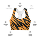 Fierce Orange Tiger Longline sports bra - Funfitti Apparel