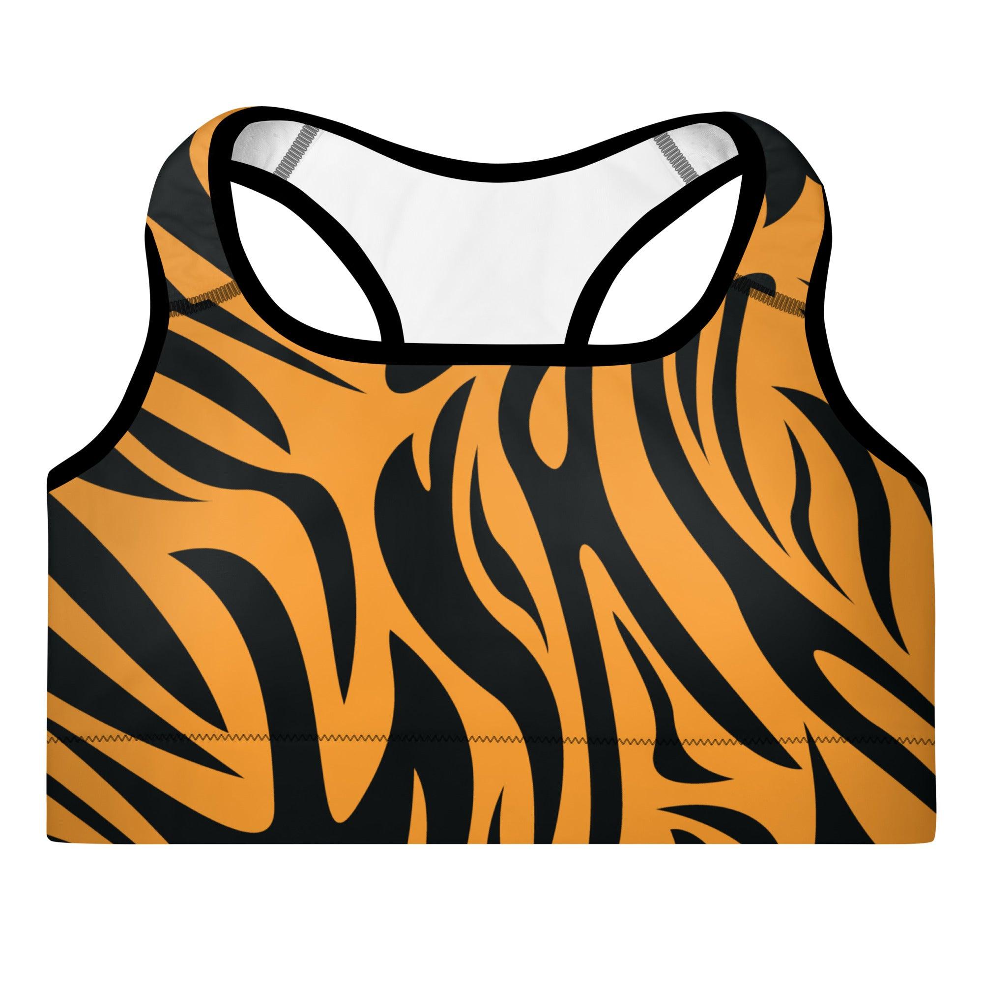 Fierce Orange Tiger Padded Sports Bra - Funfitti Apparel