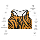 Fierce Orange Tiger Padded Sports Bra - Funfitti Apparel