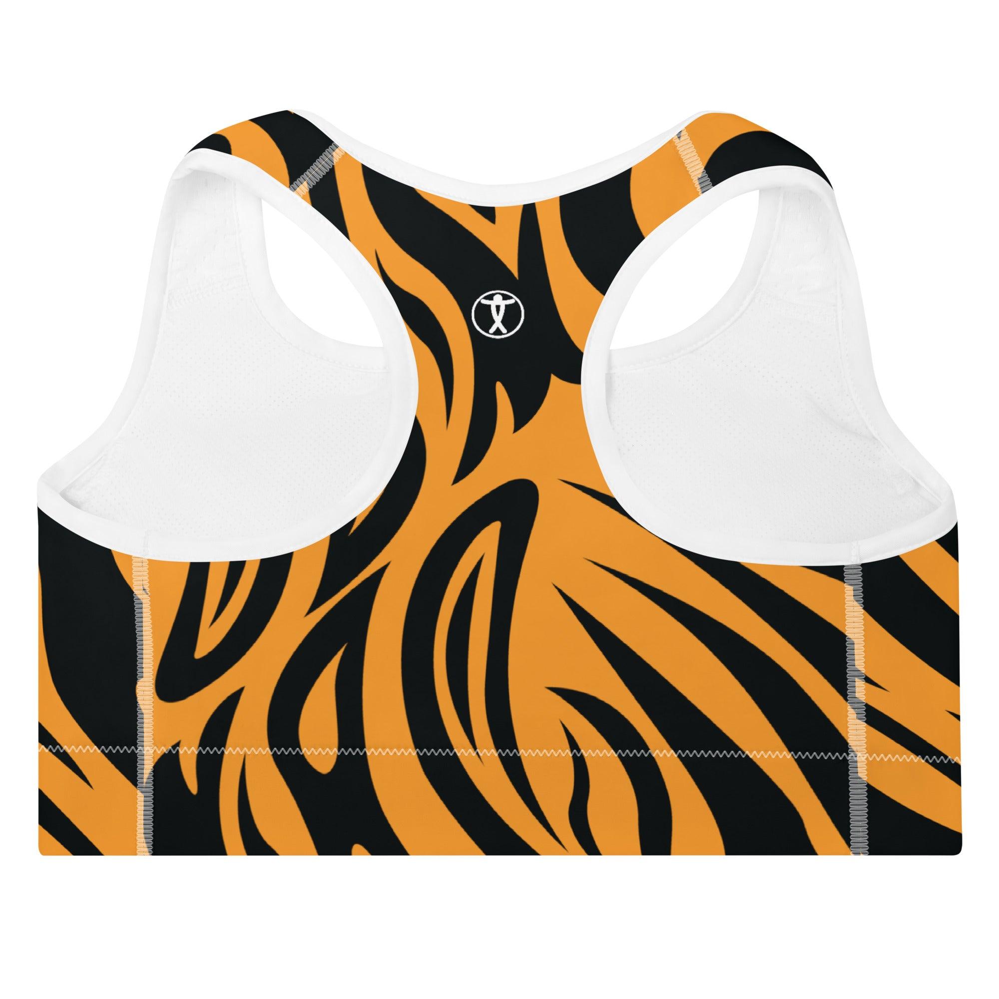 Fierce Orange Tiger Padded Sports Bra - Funfitti Apparel