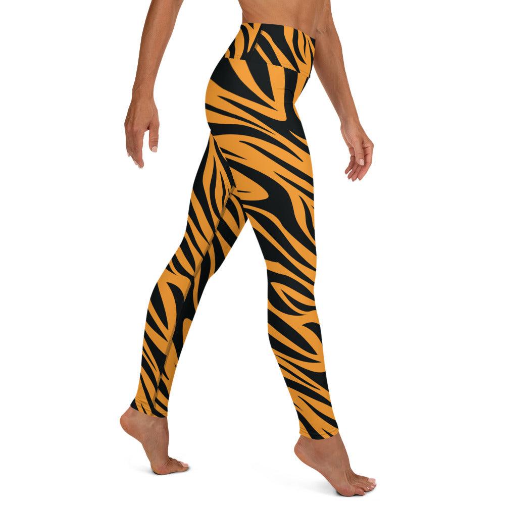 Fierce Orange Tiger Yoga Leggings - Funfitti Apparel